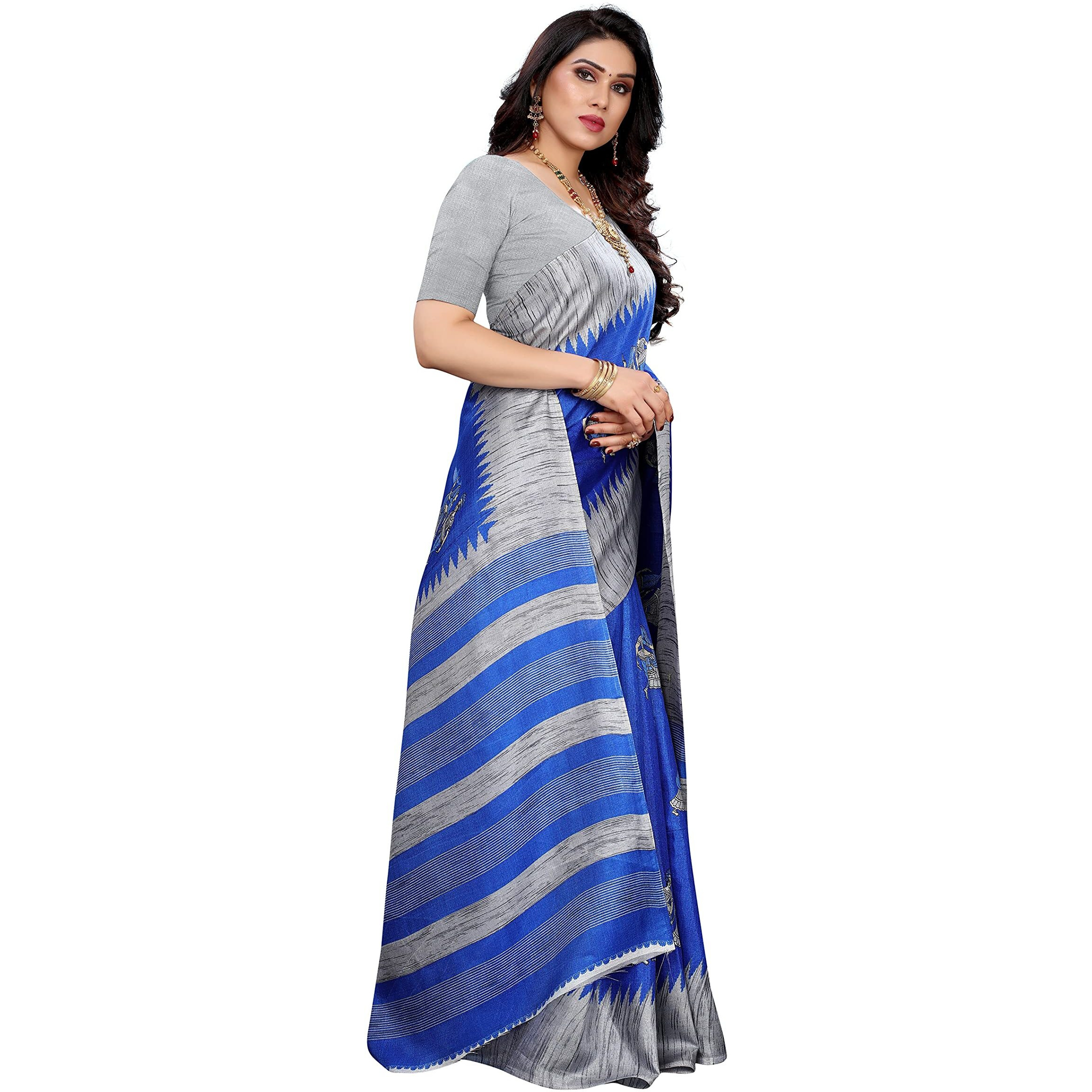 Yashika Womens Jacquard Art Silk Standard Length Saree (Naurta Royal Blue
