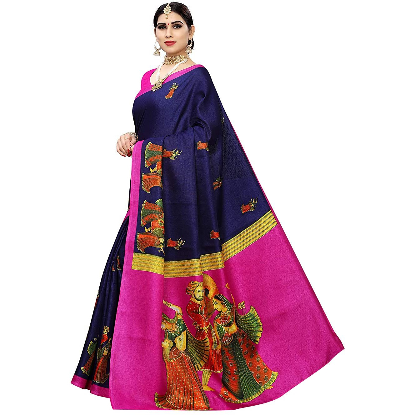 YASHIKA Women Art Silk Sarees SDPL-SDPL-RAJARANI NAVY