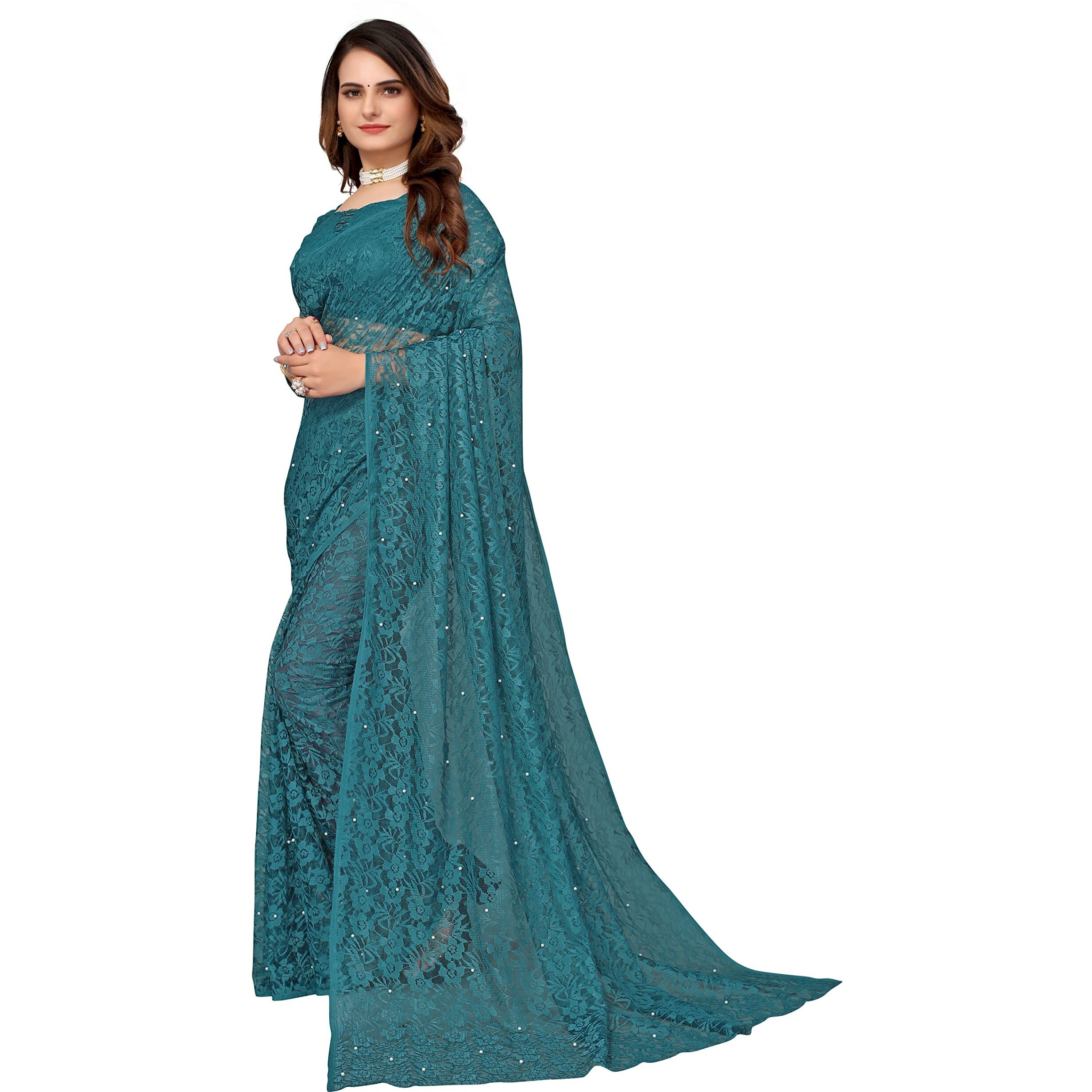 Yashika Womens Jacquard Net Standard Length (ABIRA RAMA