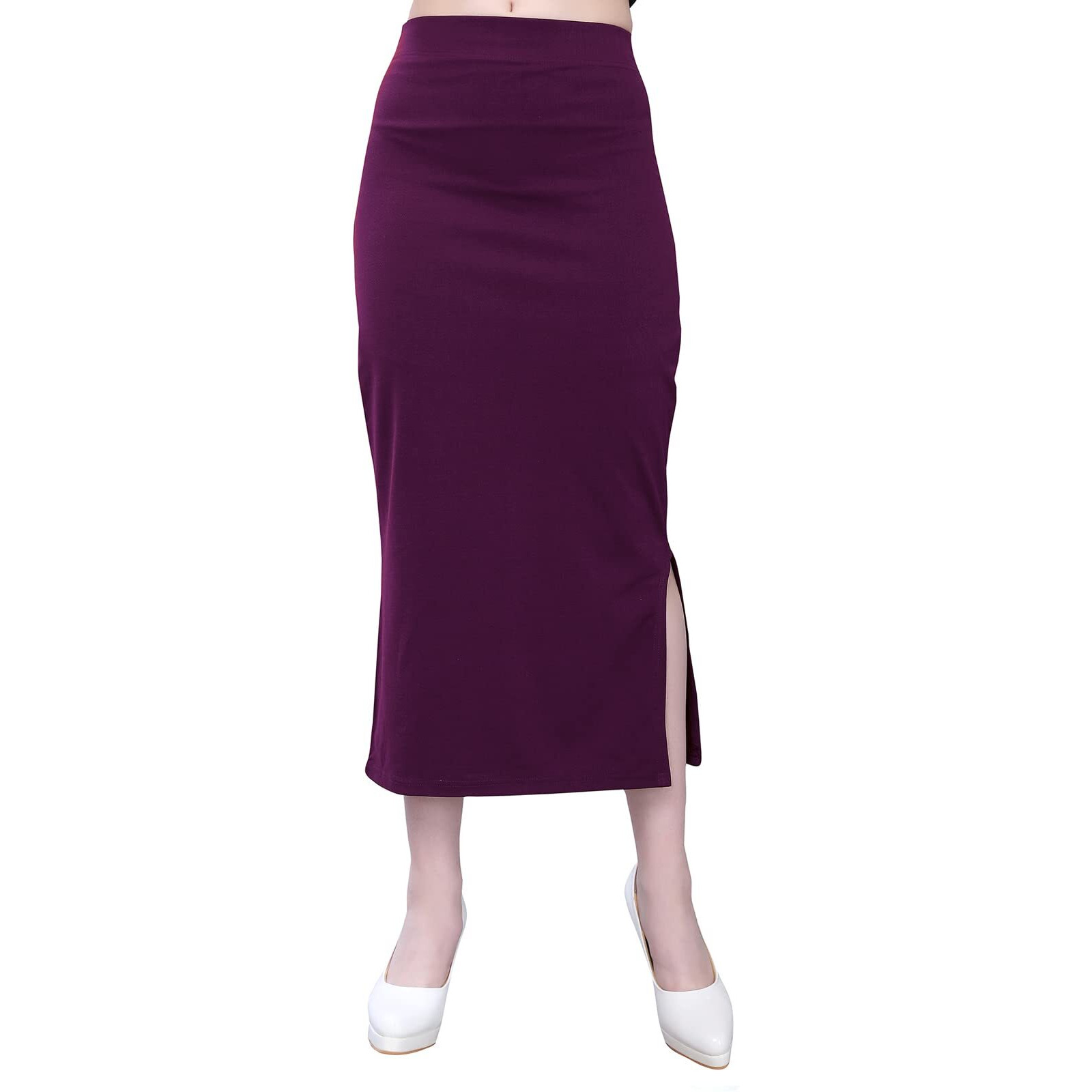SIRIL Womens Lycra Full Elastic Saree Shapewear Patticoat(292TK137-M,_Wine)