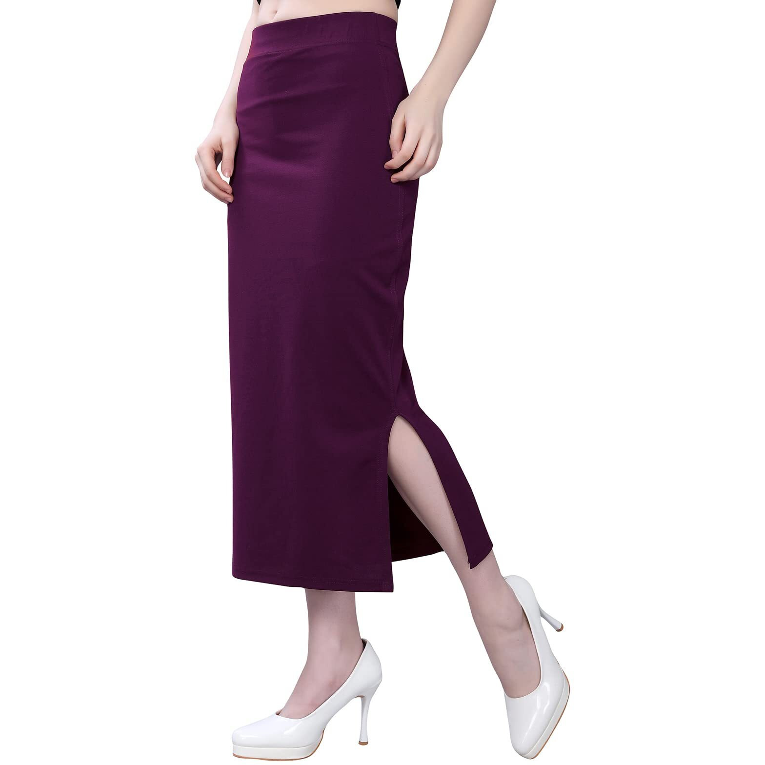 SIRIL Womens Lycra Full Elastic Saree Shapewear Patticoat(292TK137-M,_Wine)