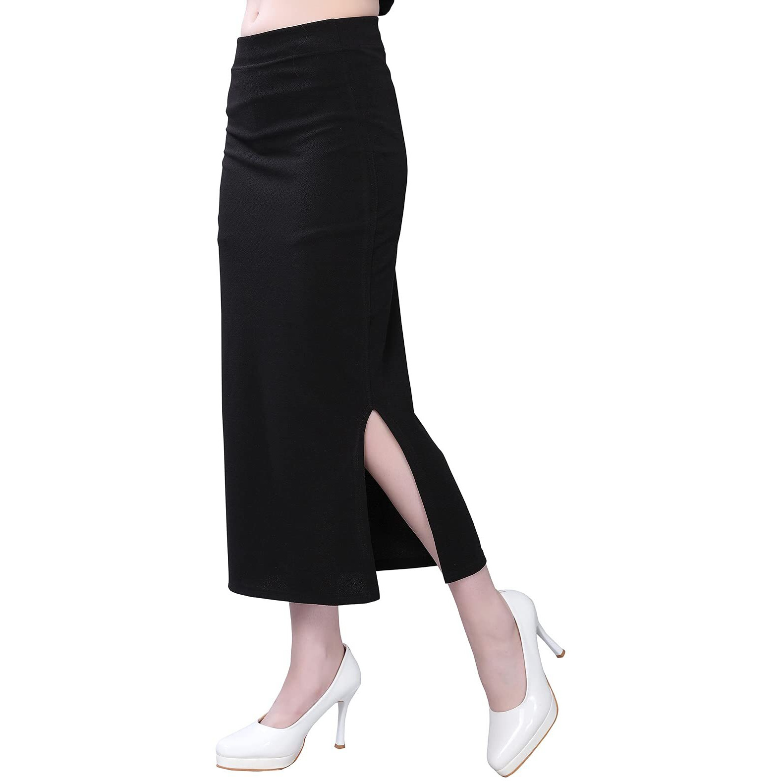 SIRIL Womens Lycra Full Elastic Saree Shapewear Petticoat (180TK115-XXL,Black)