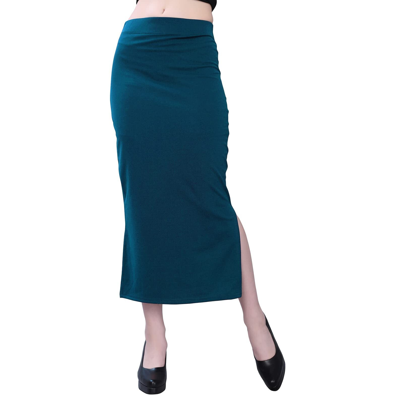 SIRIL Womens Lycra Full Elastic Saree Shapewear Patticoat(292TK136-S,_Pine Green)
