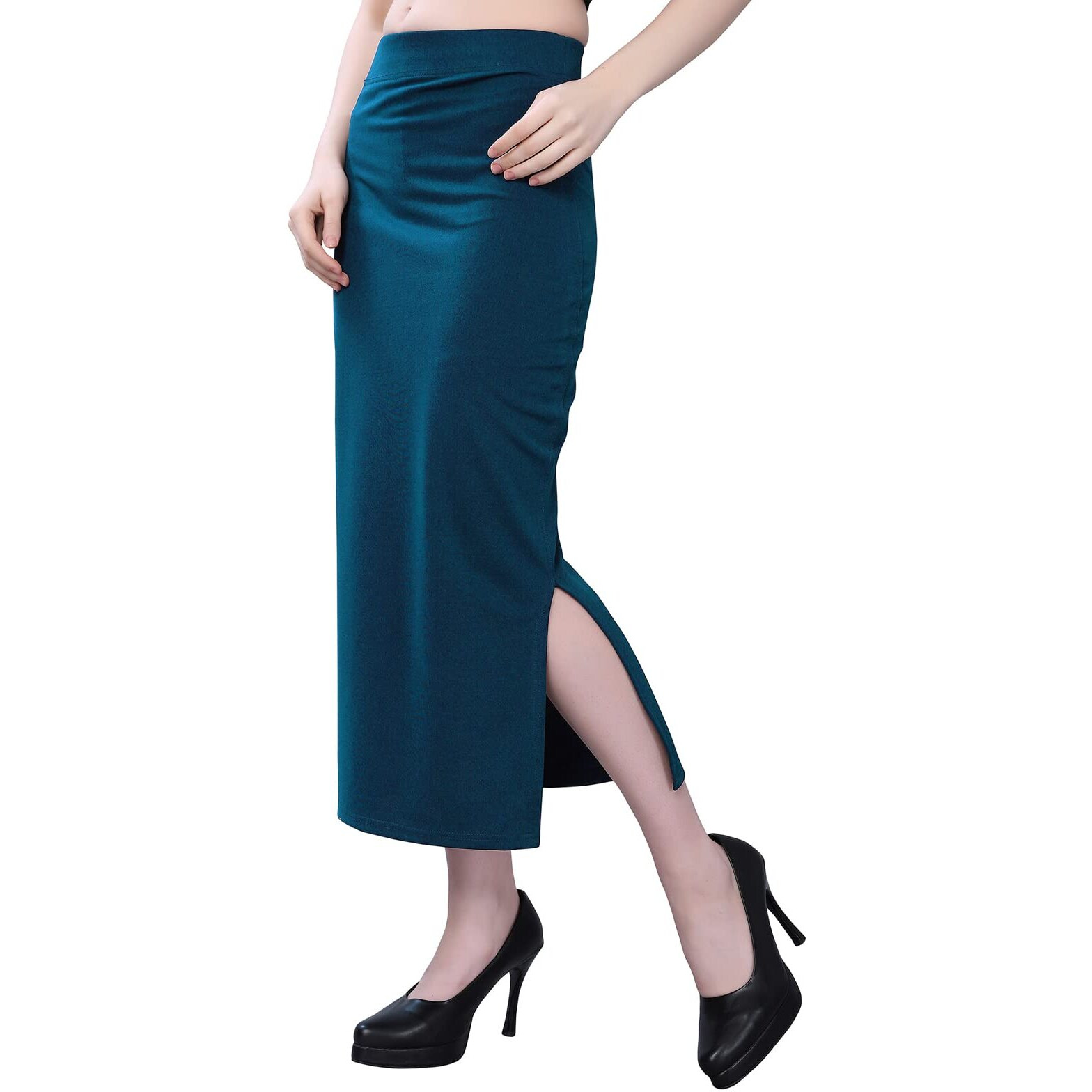 SIRIL Womens Lycra Full Elastic Saree Shapewear Patticoat(292TK136-S,_Pine Green)