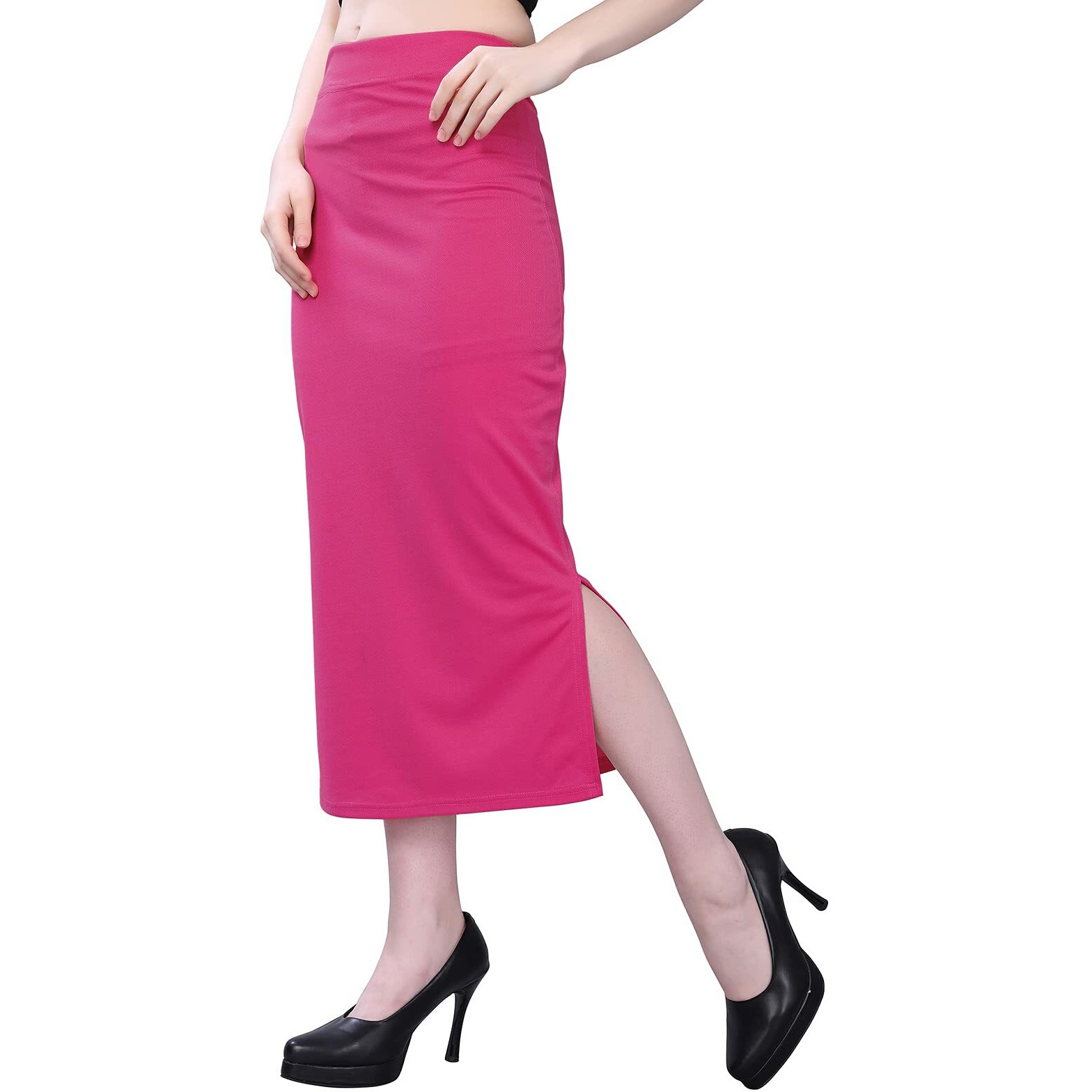 SIRIL Womens Lycra Full Elastic Saree Shapewear Petticoat (180TK119-XXL_Pink)