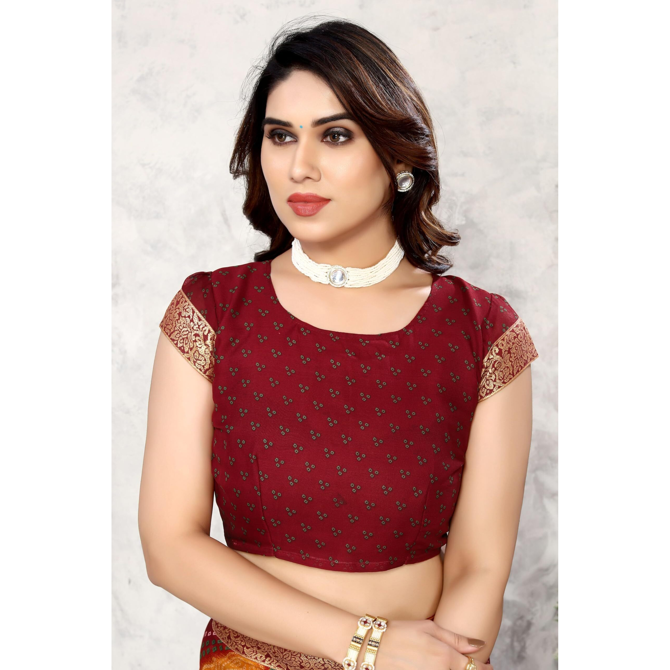 Yashika Womens Printed Trendy Georgette Maroon Color With Lace Saree with Blouse Material(VERA MAROON)