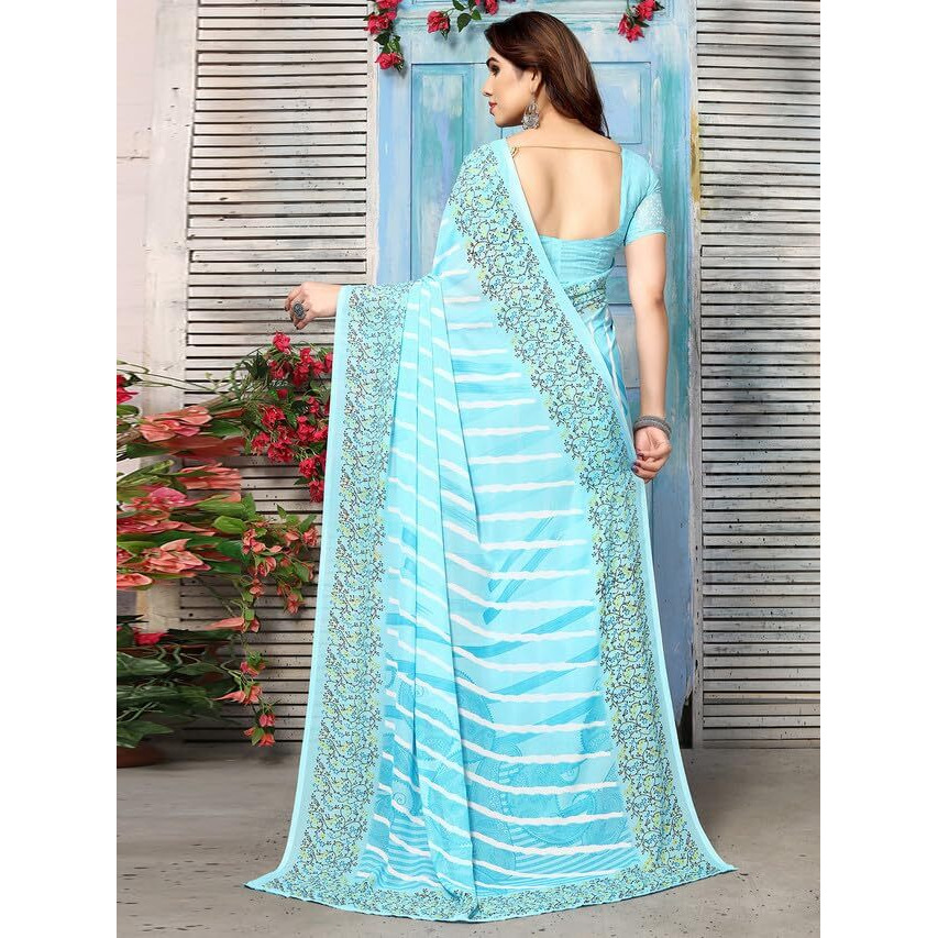 Satrani Womens Pure Georgette Saree (3181S2243N_Light Blue)