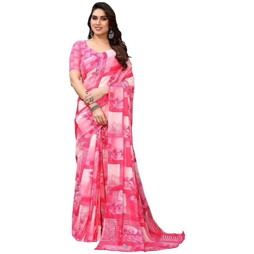 Satrani Womens Pure Georgette Saree (3112S2158N_Pink11)