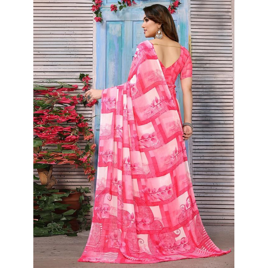 Satrani Womens Pure Georgette Saree (3112S2158N_Pink11)