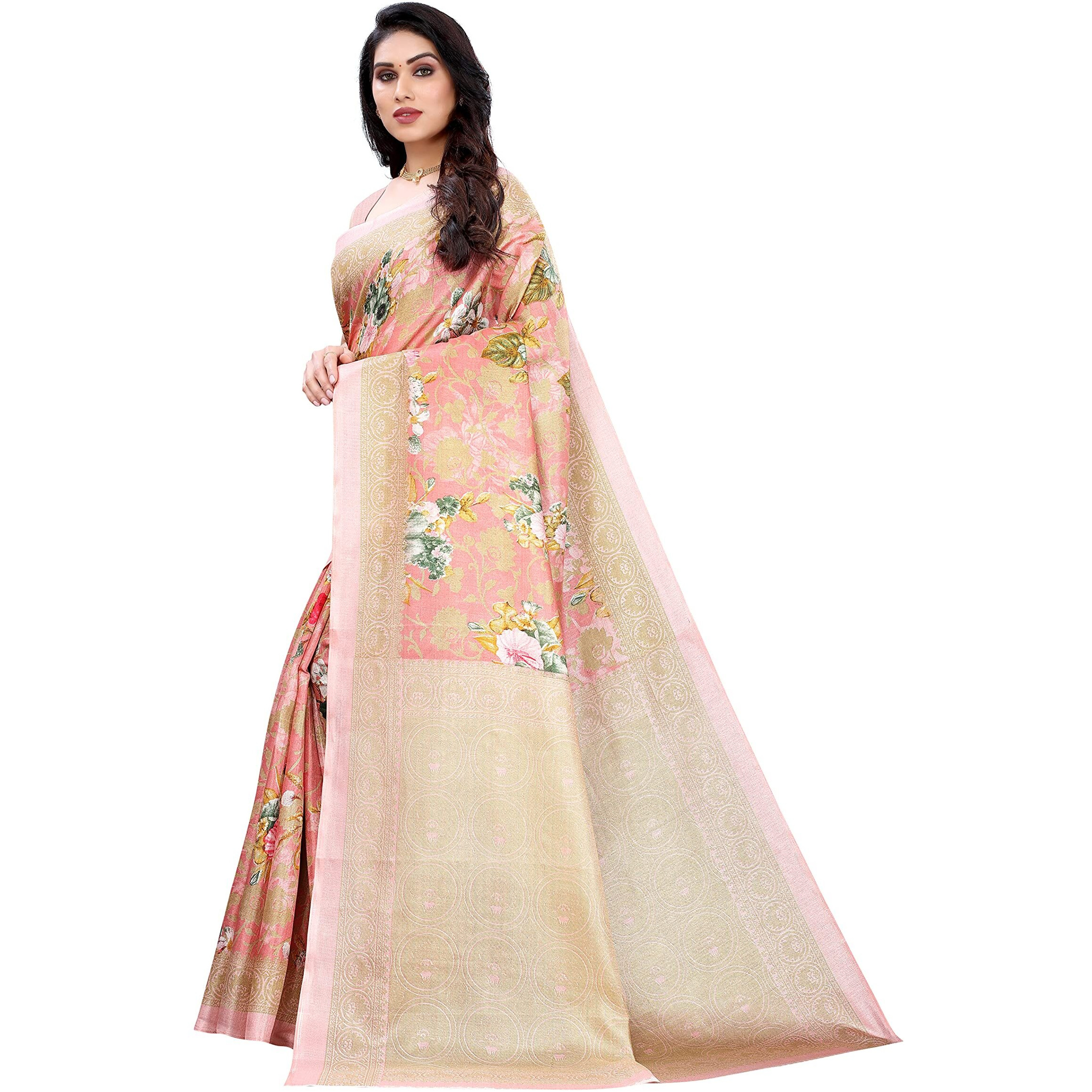 Yashika Womens Art Silk Saree With Blouse Piece (Pudina Pink_Pink)