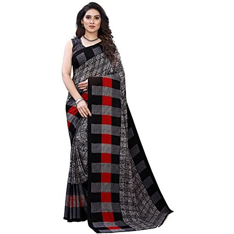 SIRIL Womens Floral Printed Georgette Saree with Blouse Combo Pack Of 2(1989S385_2041S576_Grey||Light Blue)