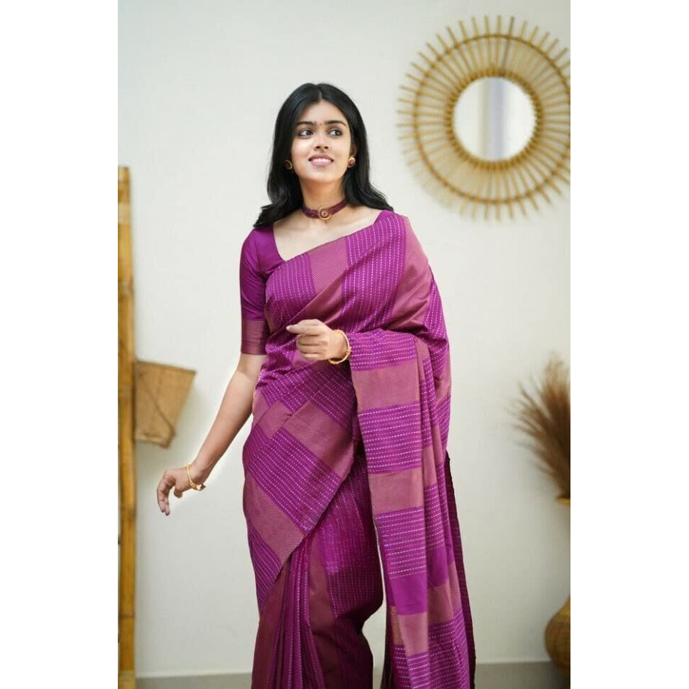 Shiv Textiles Womens Banarasi Silk Saree with Blouse Perfect for Every Occasion Copper Zari 9PINK