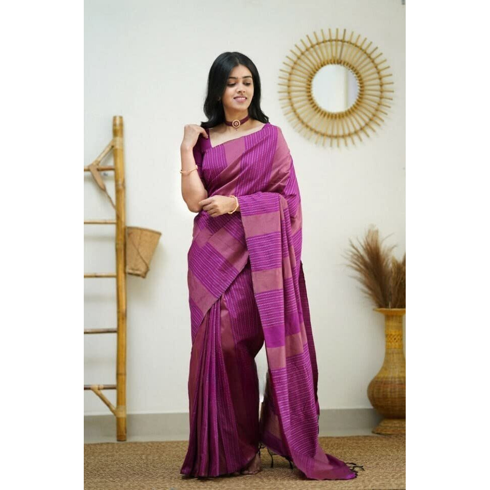 Shiv Textiles Womens Banarasi Silk Saree with Blouse Perfect for Every Occasion Copper Zari 9PINK