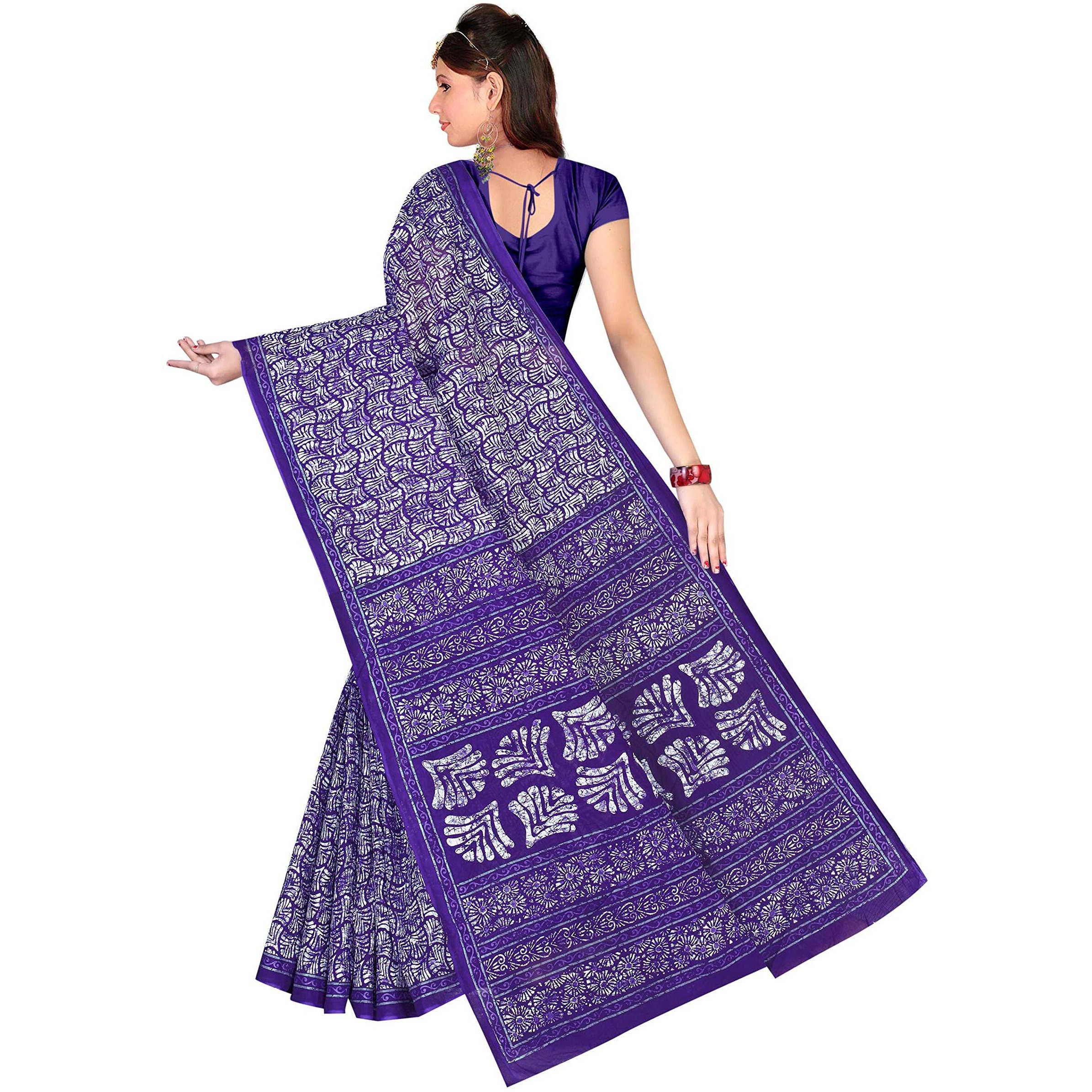 TAMAIRA FASHION Womens Pure Cotton Saree Without Blouse Piece (1654_Malmal_Purple)