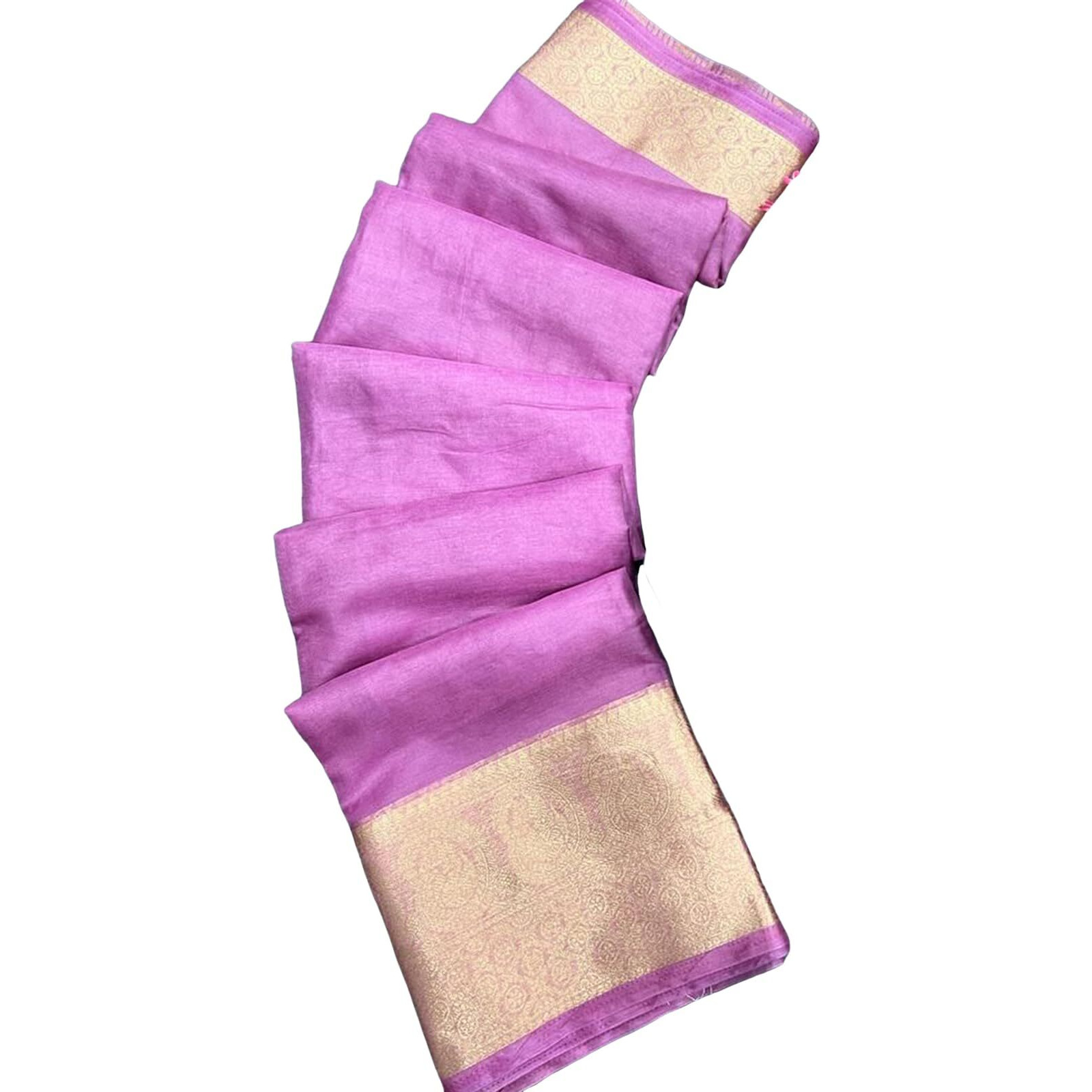 SIRIL Womens Zari Patta Organza Saree with Unstitched Blouse Piece (3276S255_Light Purple)