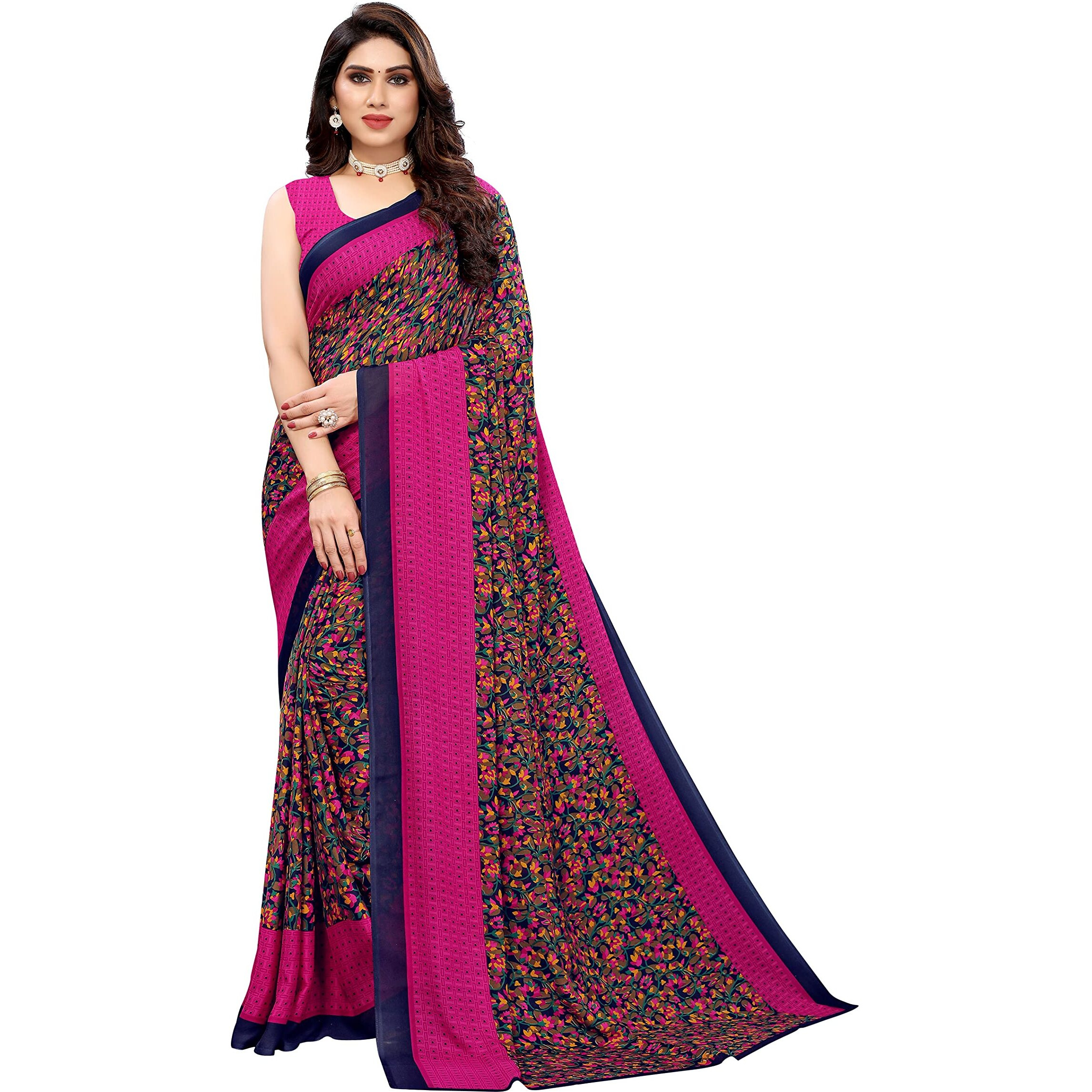 Yashika Womens Jacquard Georgette Standard Length (Namrata Pink