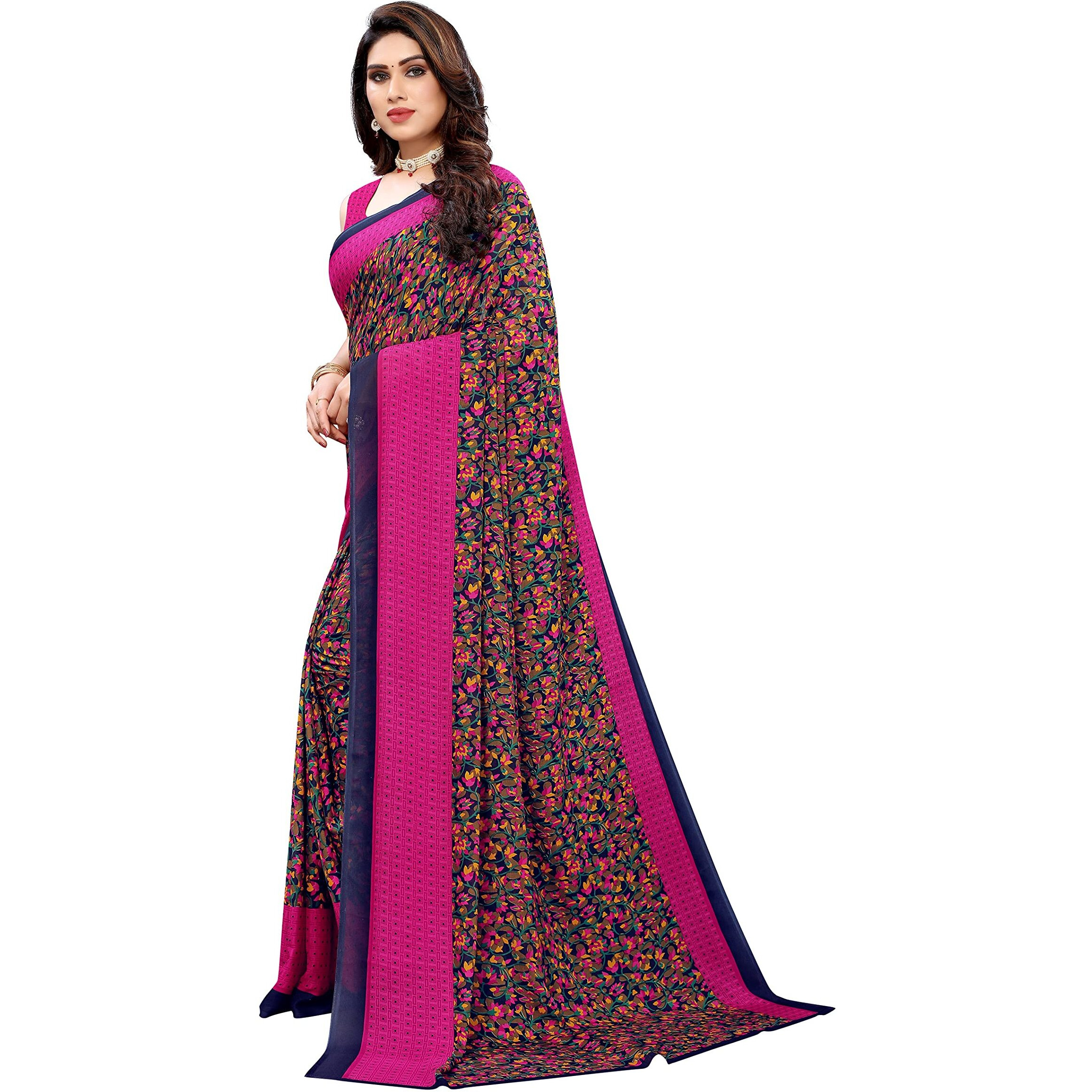 Yashika Womens Jacquard Georgette Standard Length (Namrata Pink
