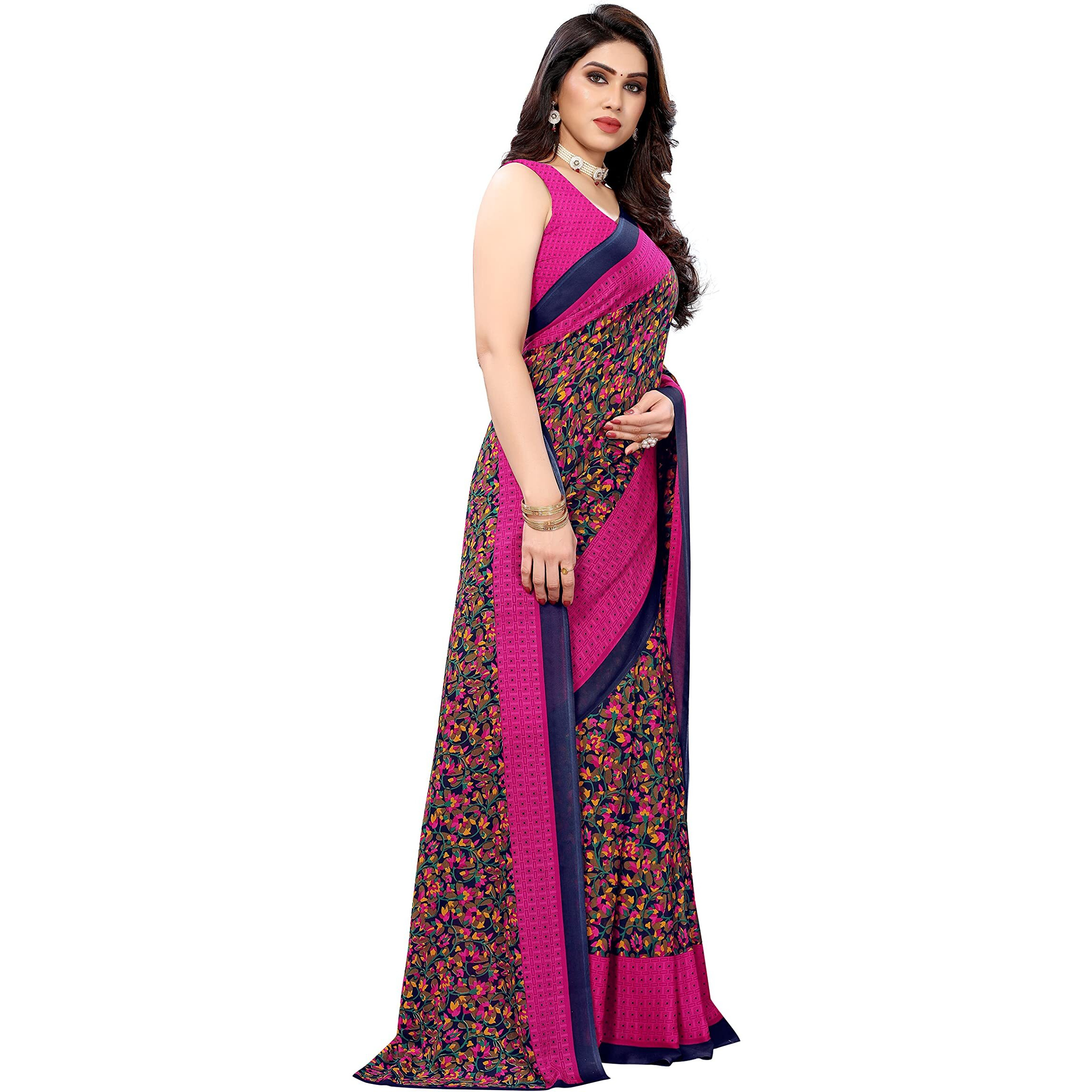 Yashika Womens Jacquard Georgette Standard Length (Namrata Pink