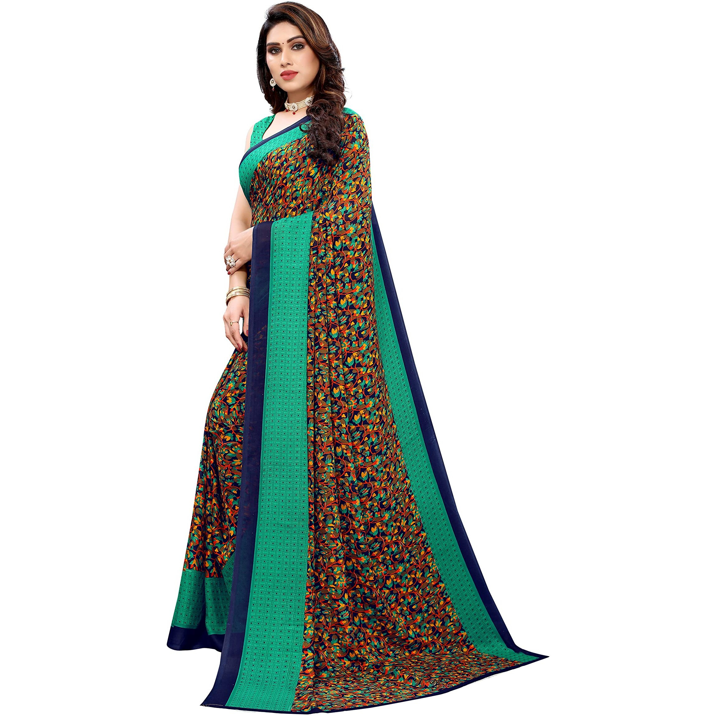 Yashika Womens Jacquard Georgette Standard Length (Namrata Green
