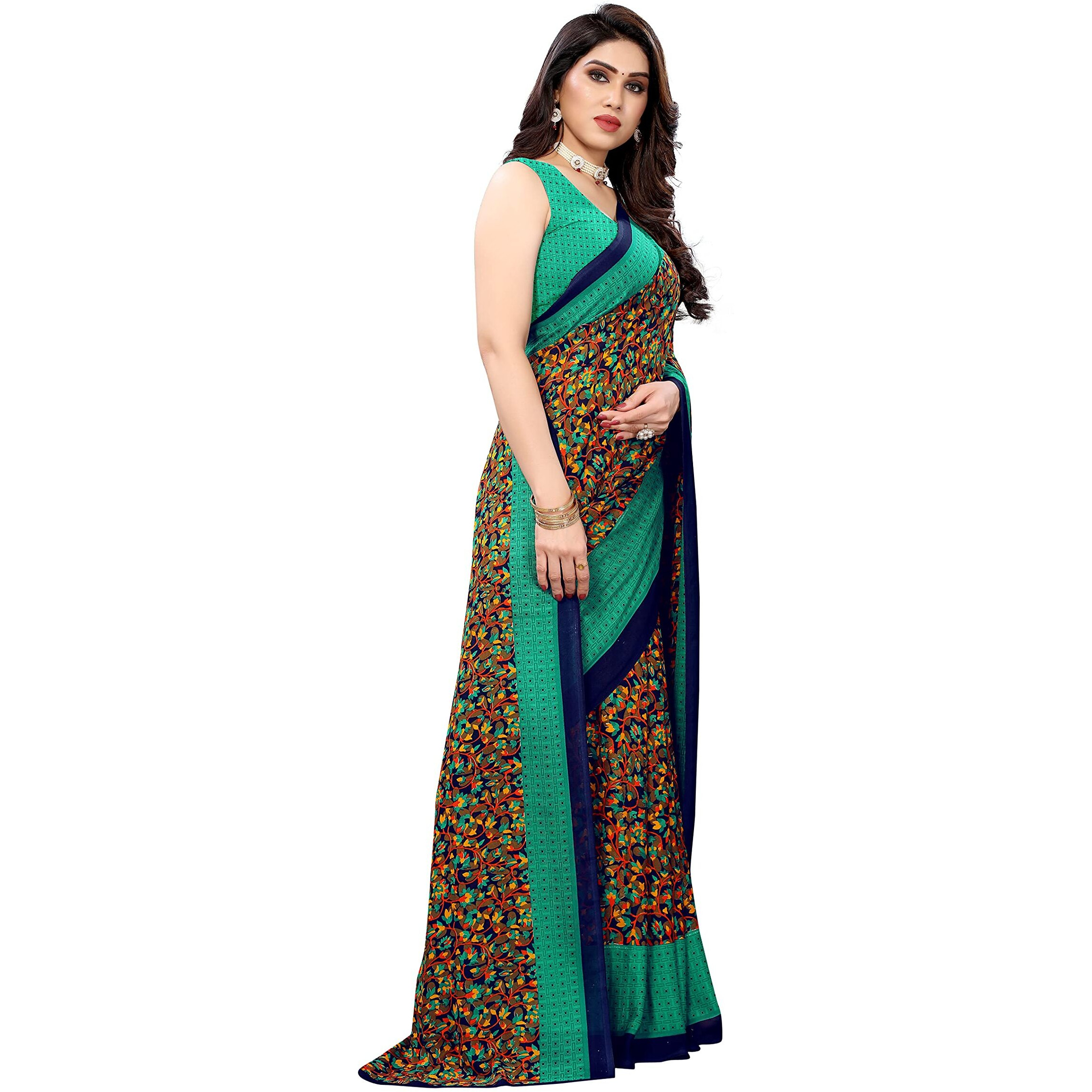 Yashika Womens Jacquard Georgette Standard Length (Namrata Green