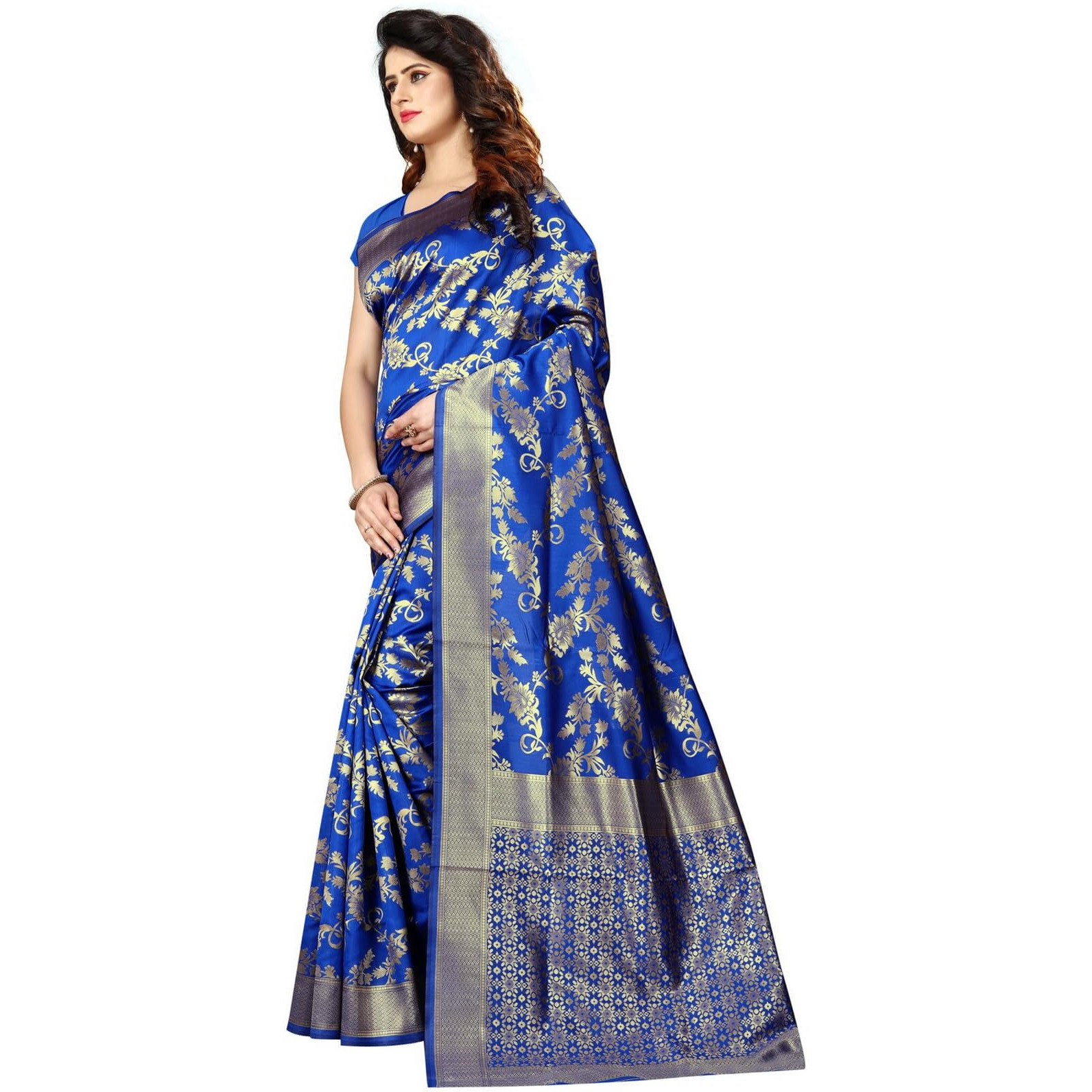 Sugathari Womens Banarasi Saree Pure Kanjivaram Silk Saree Soft new ladies 2023 Design Wear Sarees Latest Cotton Party Sari collections With Blouse Piece for Wedding sadi (SAM PARI-37 ROYLE BLUE)