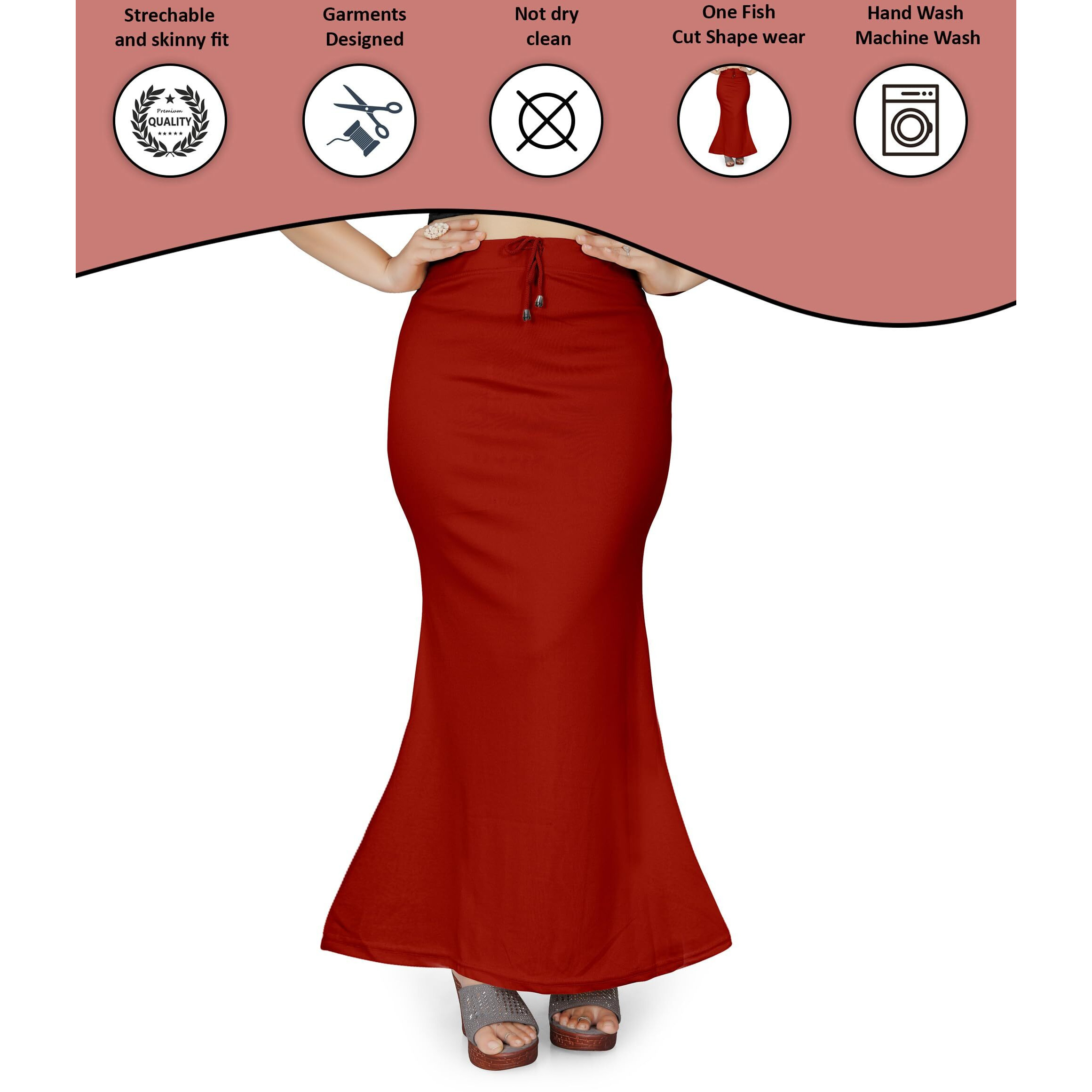 Mogsa Lycra Fishcut Saree Shapewear Petticoat for Women, Shapers for Womens Sarees (4XL, Maroon)