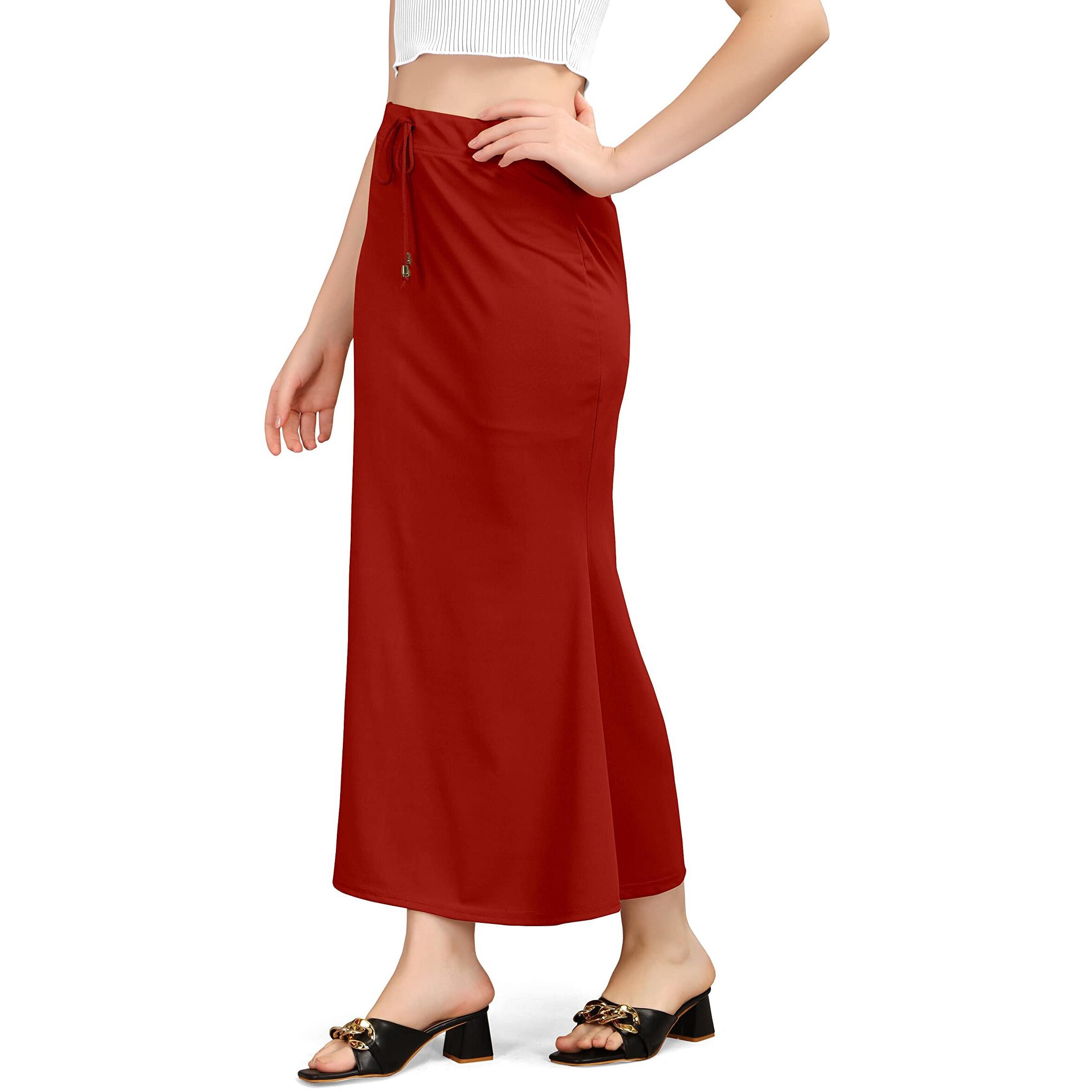 Mogsa Lycra Fishcut Saree Shapewear Petticoat for Women, Shapers for Womens Sarees (4XL, Maroon)
