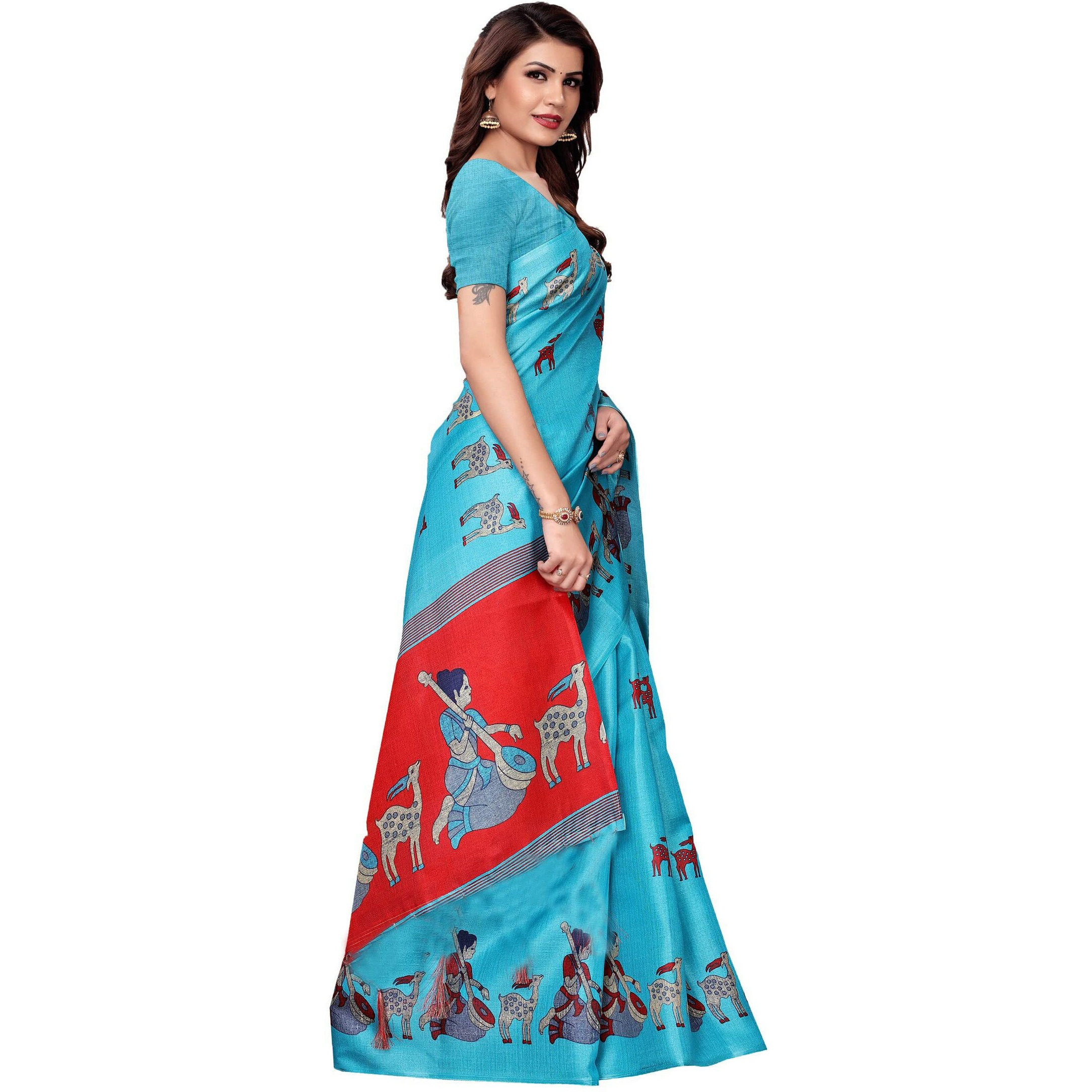 Yashika Women Art Silk Saree(SDPL-MAITHALI_Rama_Free Size)