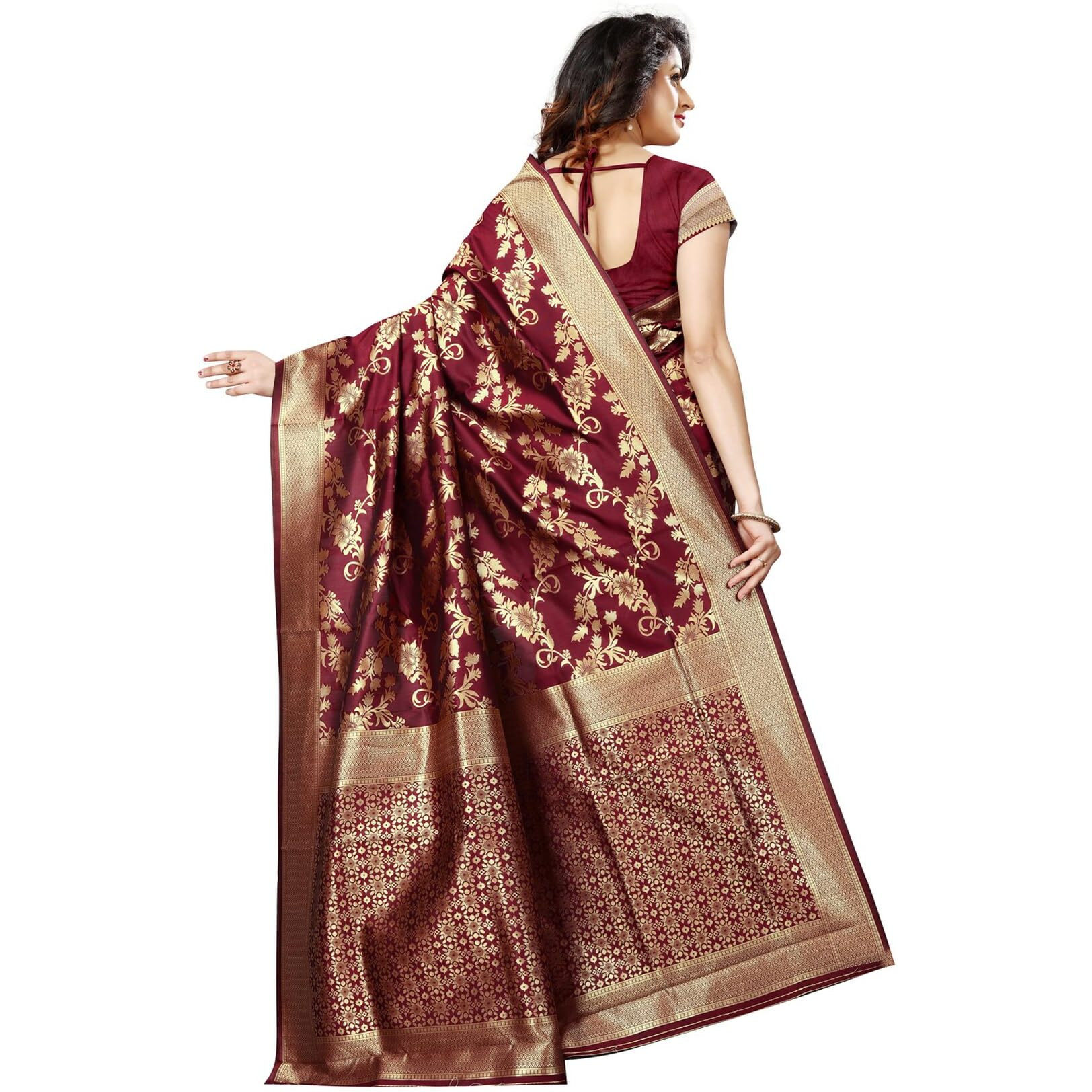 Sugathari Womens Banarasi Saree Pure Kanjivaram Silk Saree Soft new ladies 2023 Design Wear Pattu Sarees Latest Cotton Party Sari collections With Blouse Piece for Wedding sadi (SAM PARI-37 MAROON)