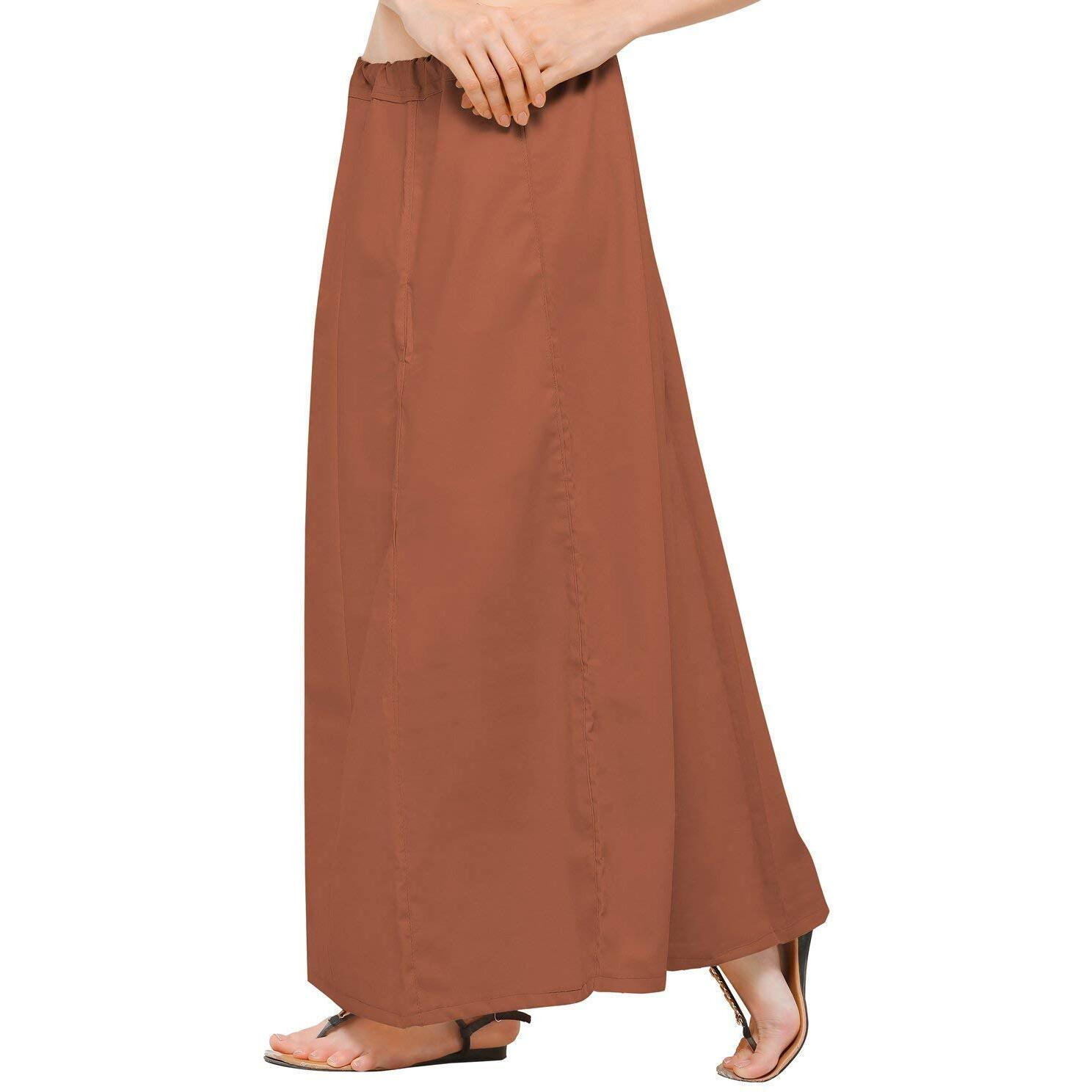 NEGLIGEE Womens Cotton Inskirt Saree Petticoat (Brown, 40 Inch)