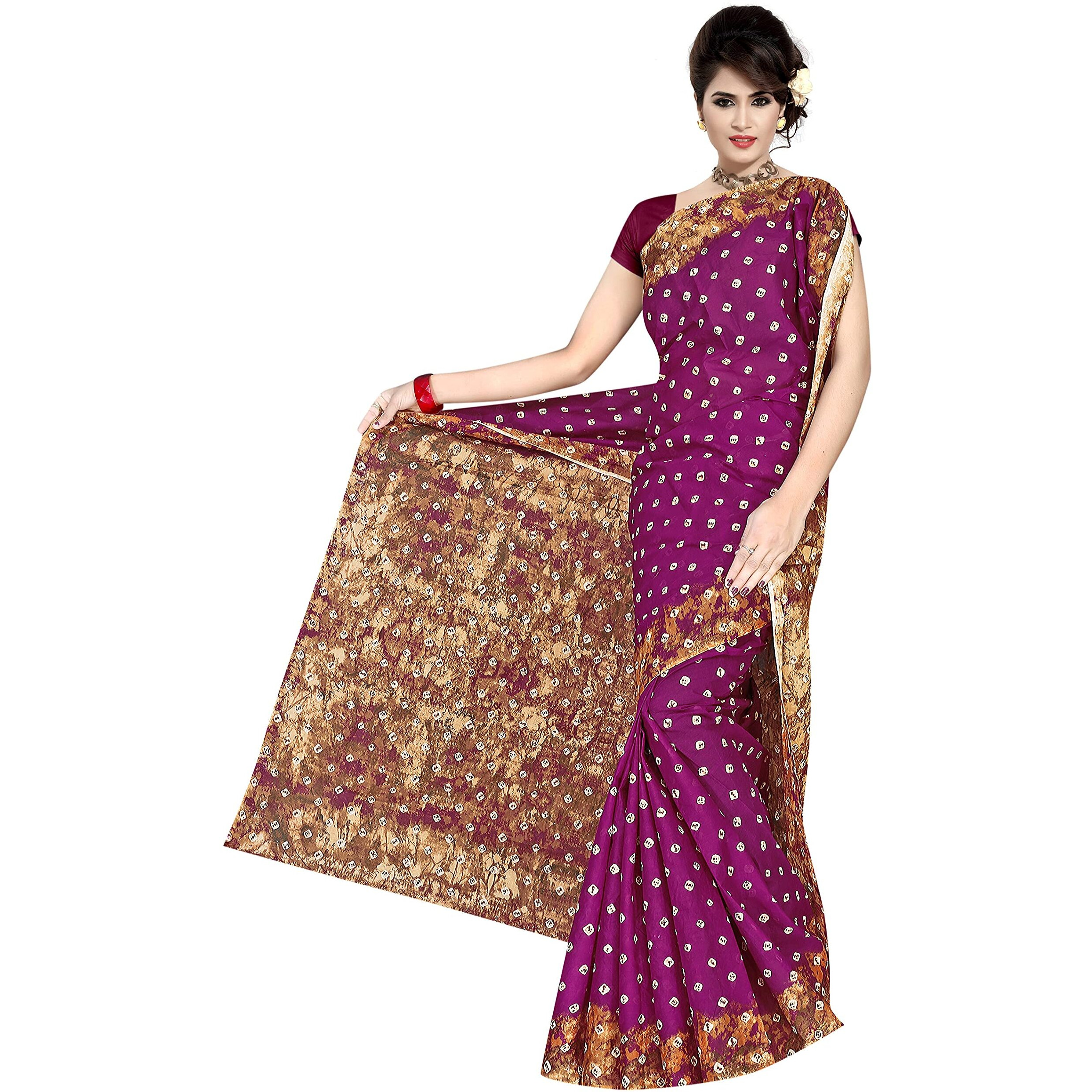 TAMAIRA FASHION Plain Weave Womens Pure Cotton Saree Without Blouse Piece (2355_Wine)