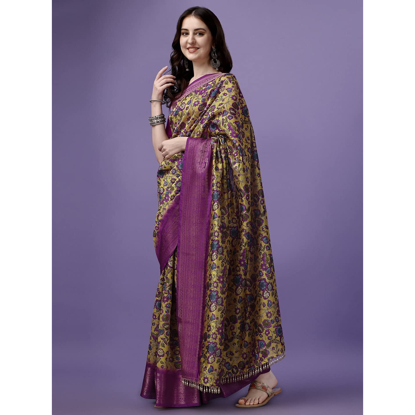 SUTRAM Printed Trendy Saree for Women With Blouse Piece_ST1771