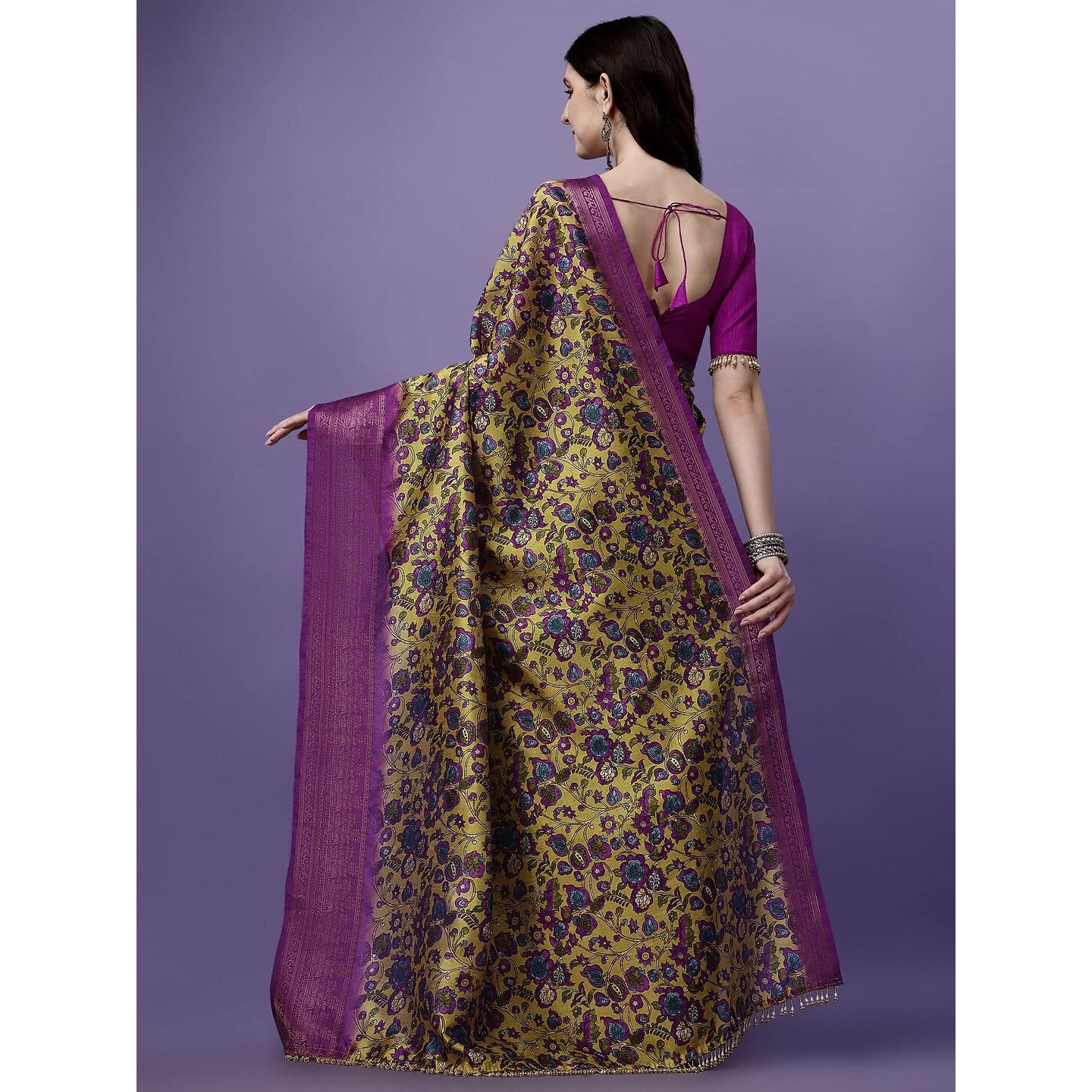 SUTRAM Printed Trendy Saree for Women With Blouse Piece_ST1771