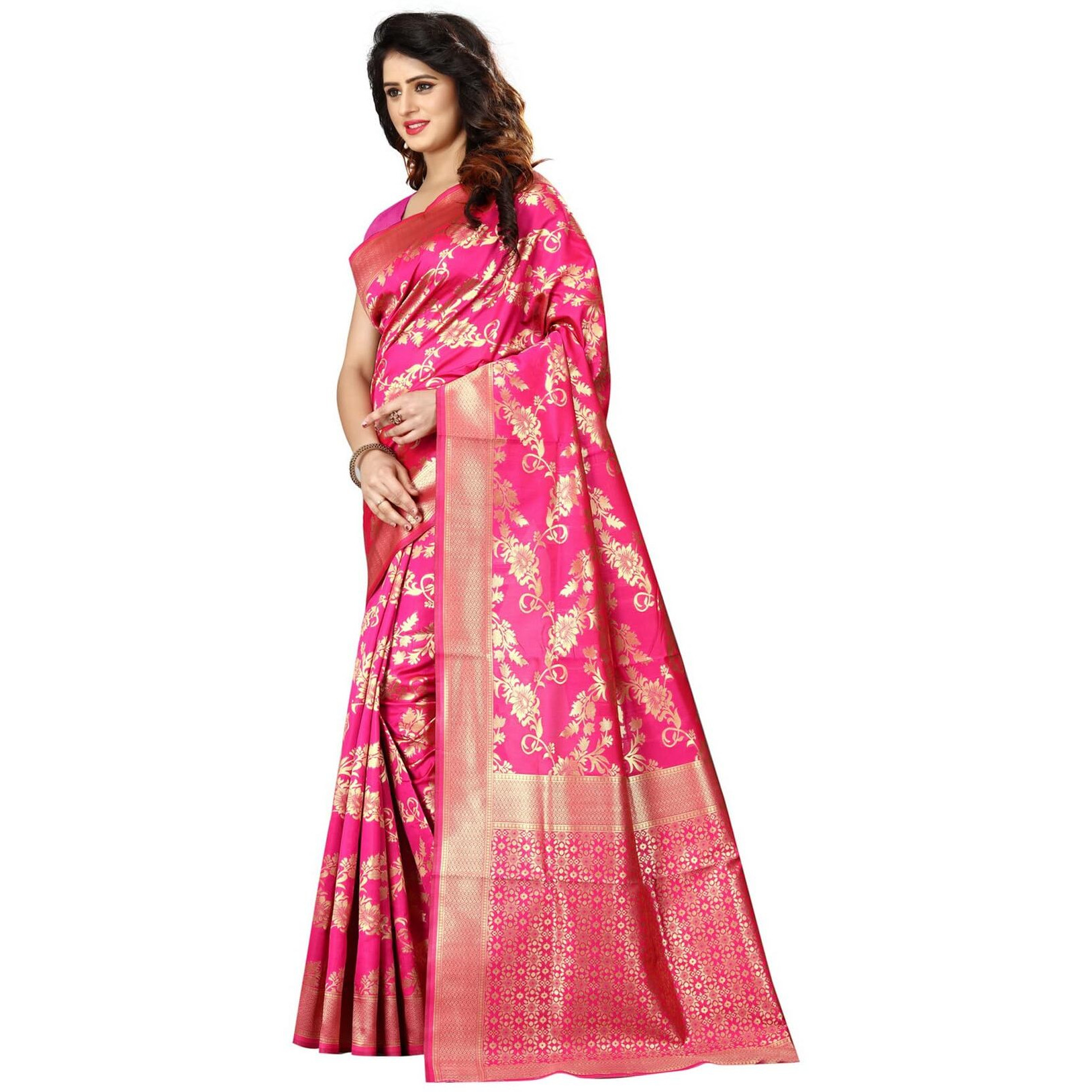 Sugathari Womens Banarasi Saree Pure Kanjivaram Silk Saree Soft new ladies 2023 Design Wear Pattu Sarees Latest Cotton Party Sari collections With Blouse Piece for Wedding sadi (SAM PARI-37 RANI)