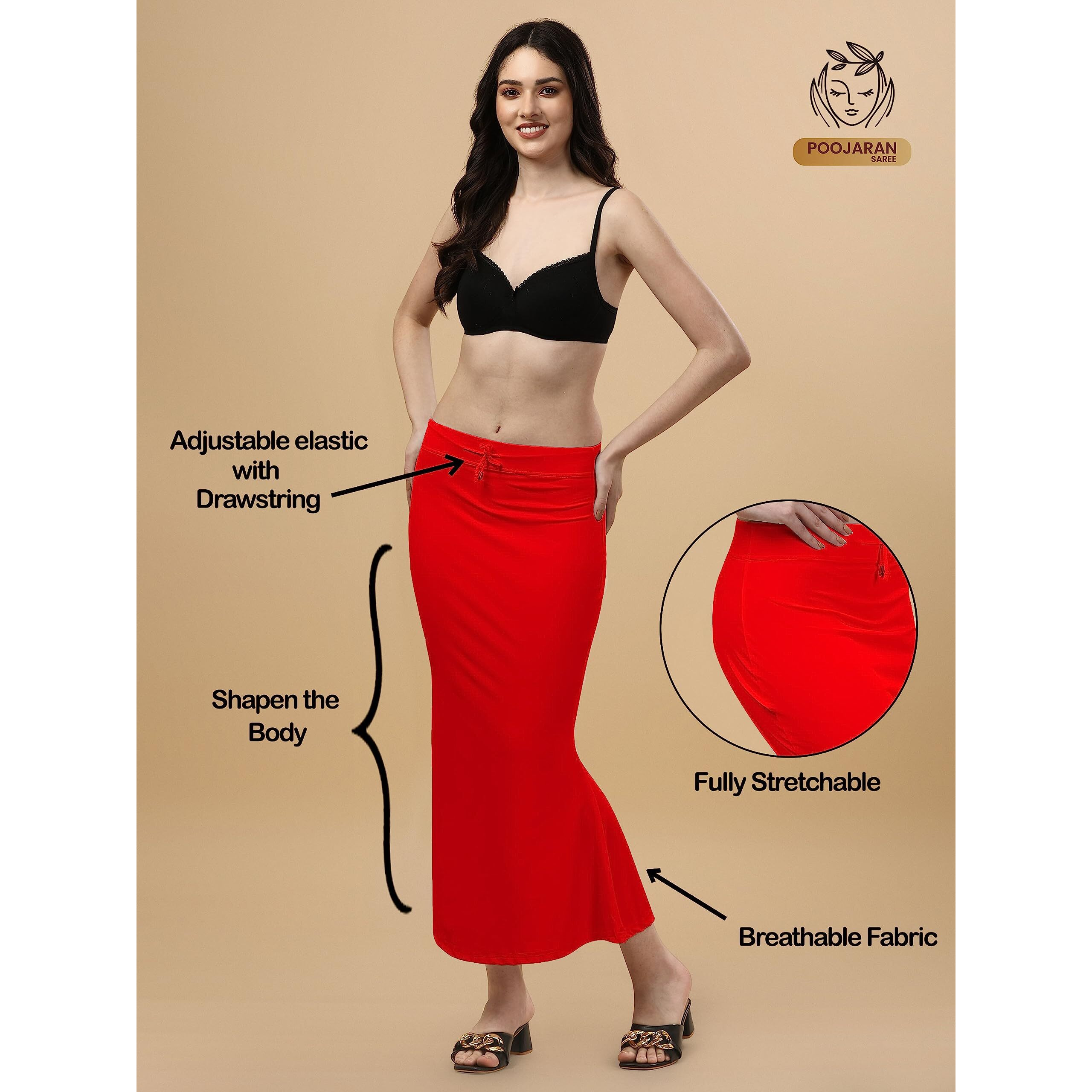 Lycra Saree Shapewear | Petticoat for Women | Cotton Blended Shapewear | Petticoat | Skirts for Women | Shape Wear Dress for Saree Red
