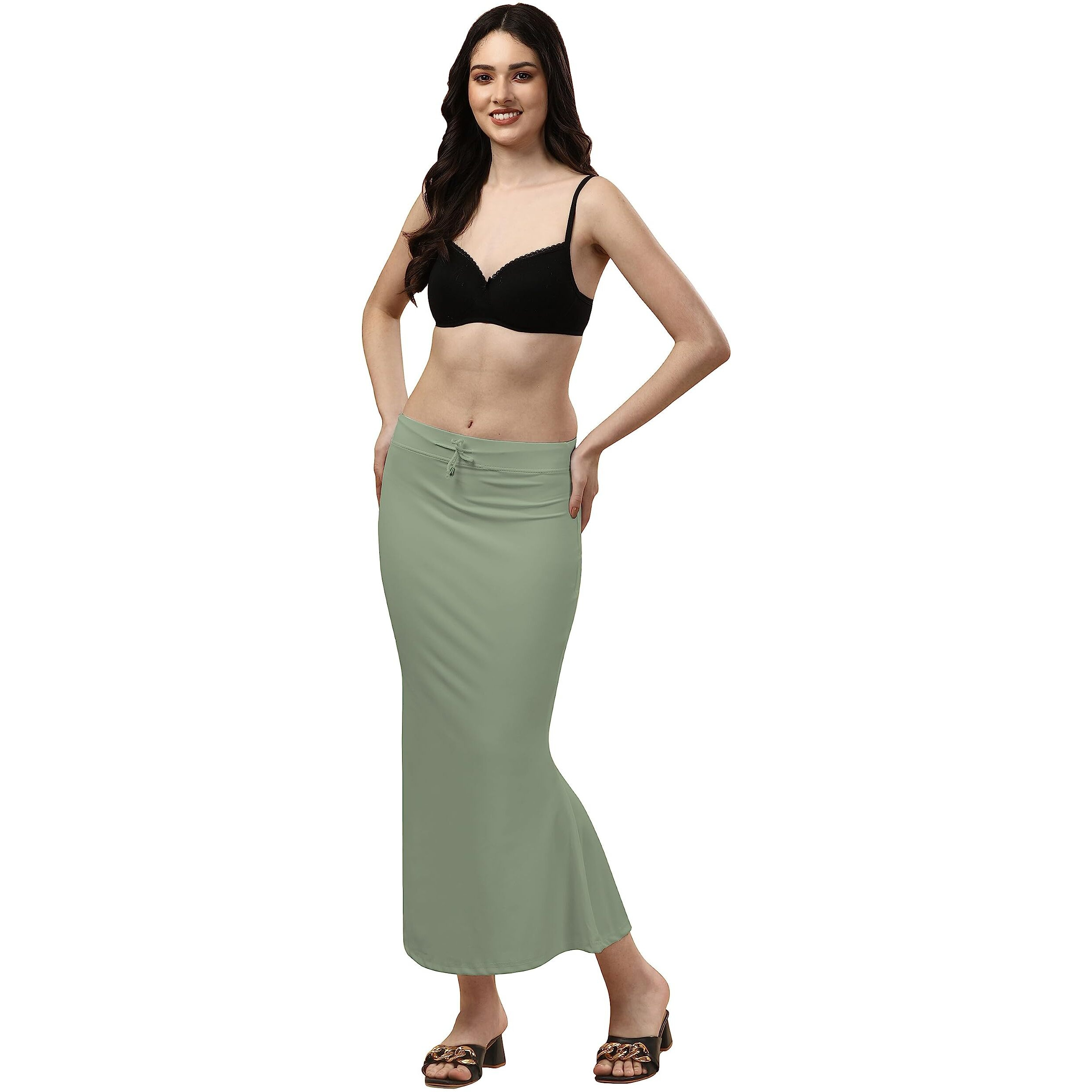 Cotton Lycra Saree Shapewear Petticoat for Women | Stretchable Saree Shaper Petticoat Inskirt | Shape wear Dress for Saree | Skirts (Medium, Pista)