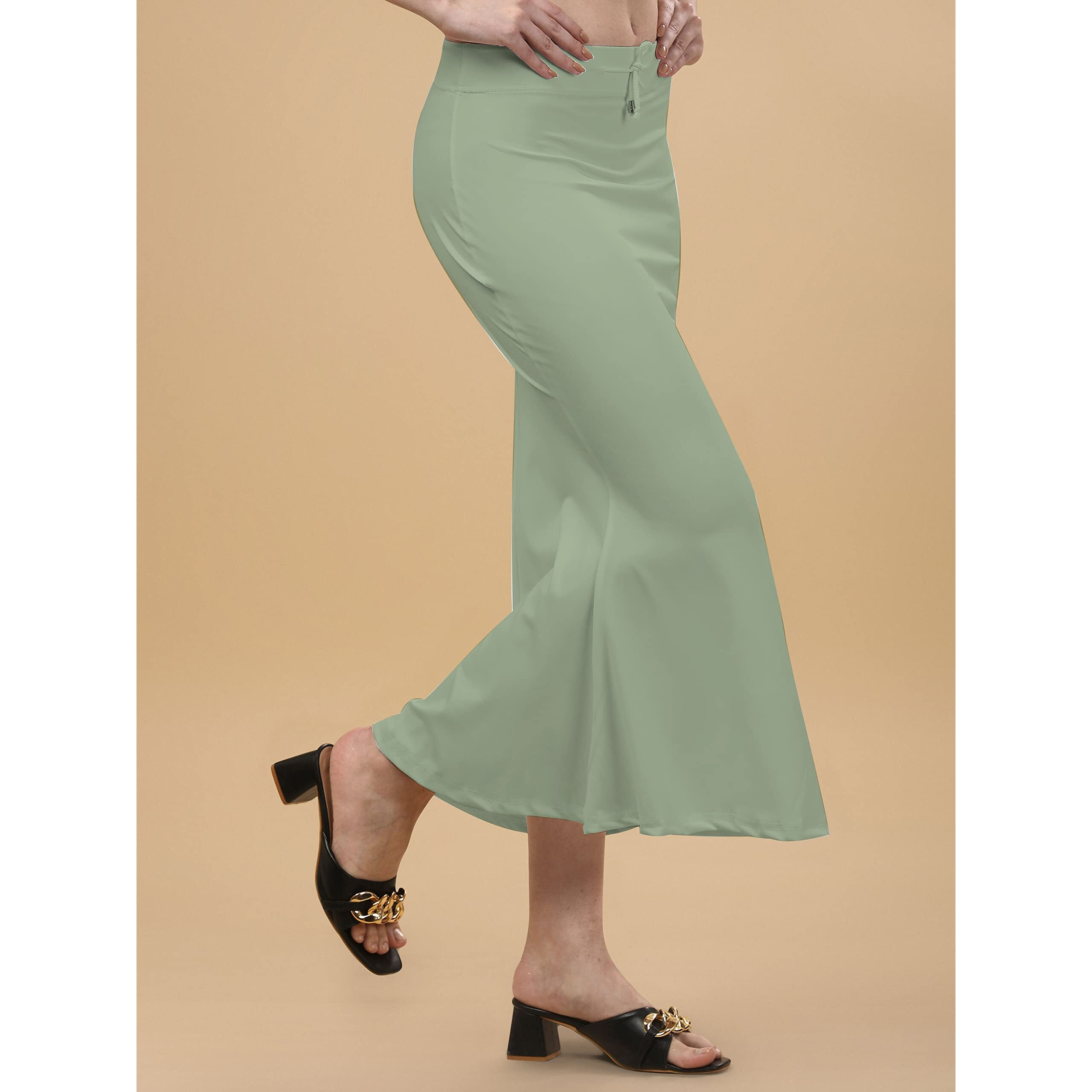 Cotton Lycra Saree Shapewear Petticoat for Women | Stretchable Saree Shaper Petticoat Inskirt | Shape wear Dress for Saree | Skirts (Medium, Pista)