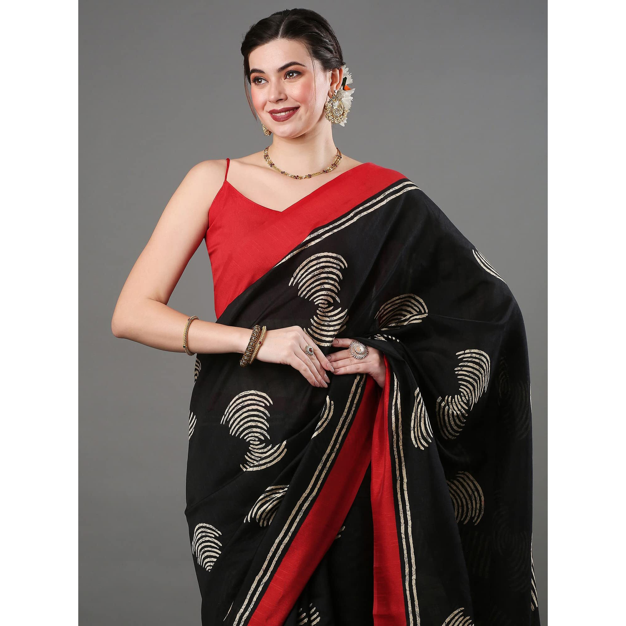 AKHILAM Womens Tussar Bhagalpuri Silk Peacock Saree With Unstitched Blouse Piece (Black_22WOM22905)