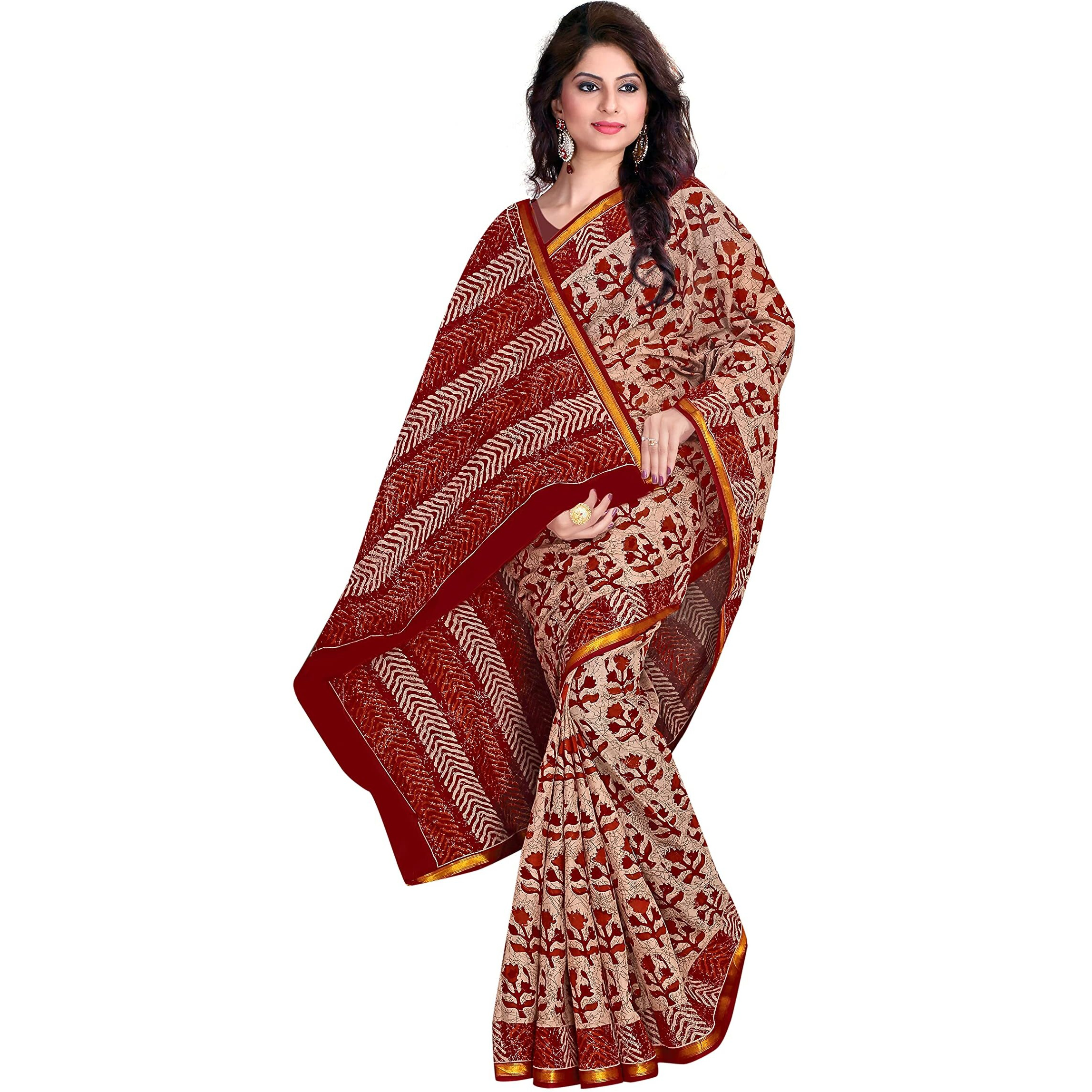 TAMAIRA FASHION Womens Cotton Saree With Blouse Piece (4T-5K69-Cp4M_Beige)