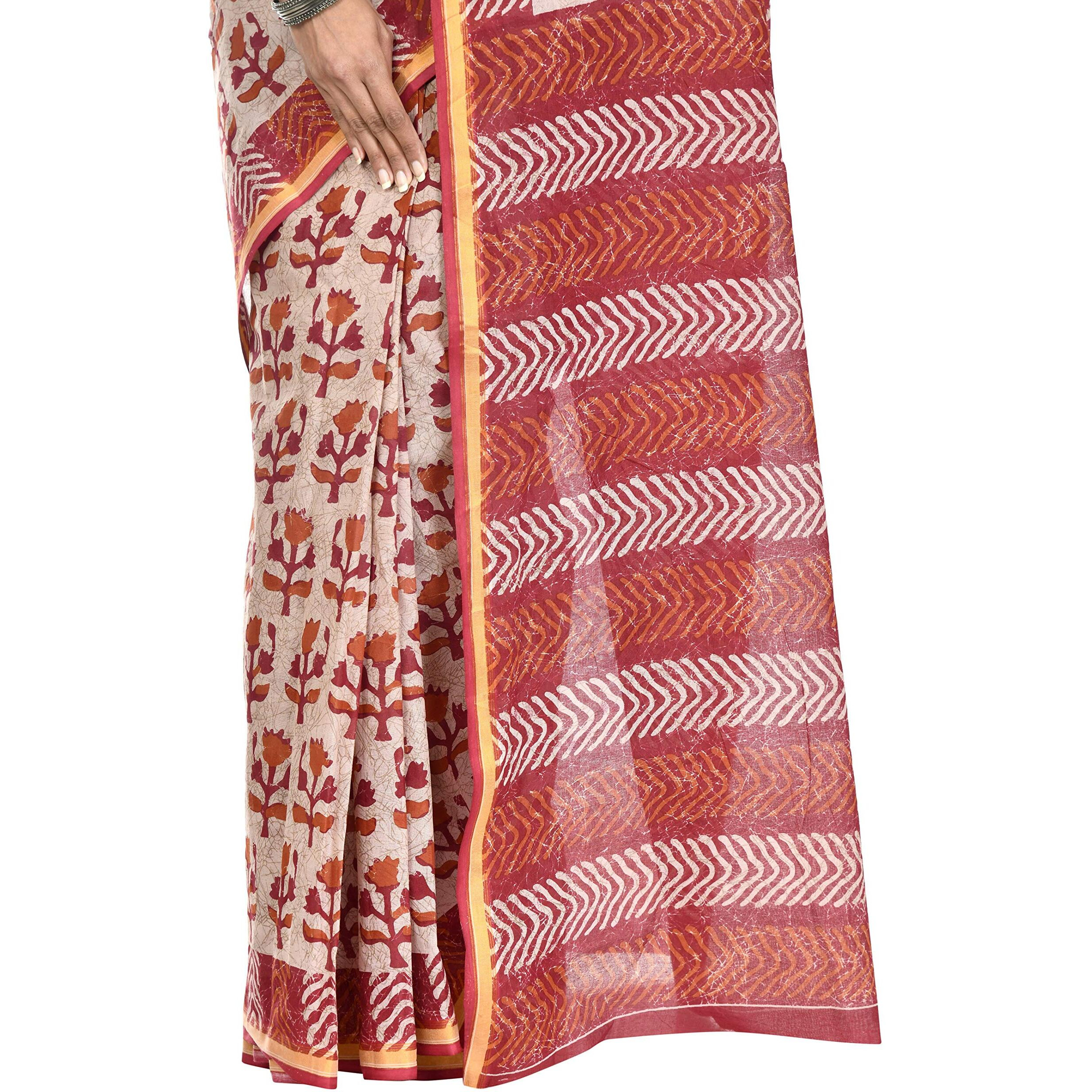 TAMAIRA FASHION Womens Cotton Saree With Blouse Piece (4T-5K69-Cp4M_Beige)