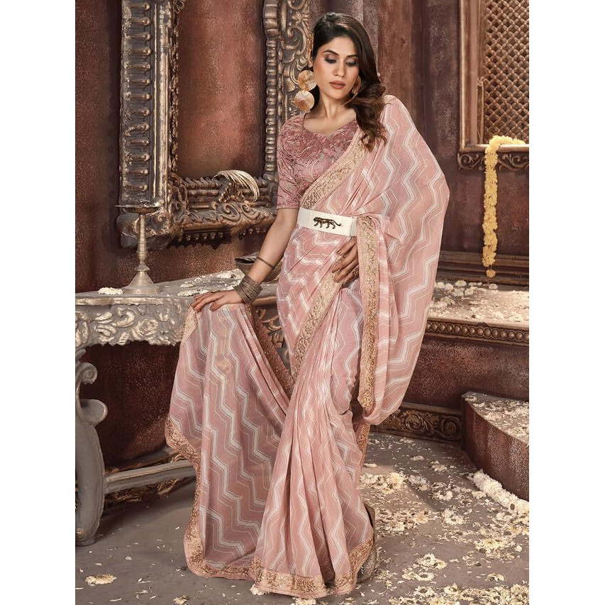 Satrani Womens Pure Georgette Saree (3252S588N_Dusty Pink4)