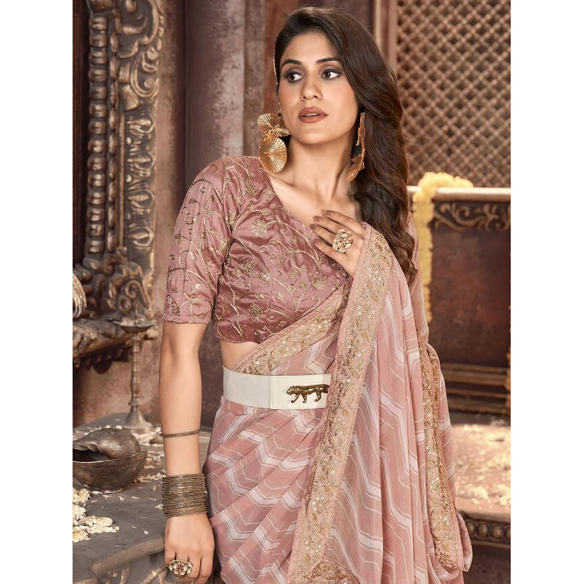 Satrani Womens Pure Georgette Saree (3252S588N_Dusty Pink4)