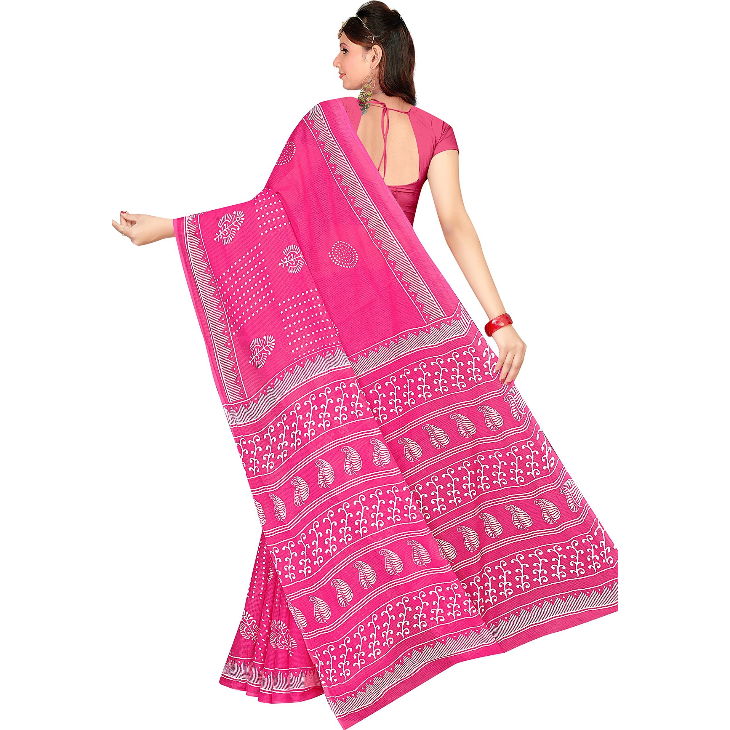 TAMAIRA FASHION Womens Moonga Doria Pure Cotton Saree Without Blouse Piece(1756_Pink)