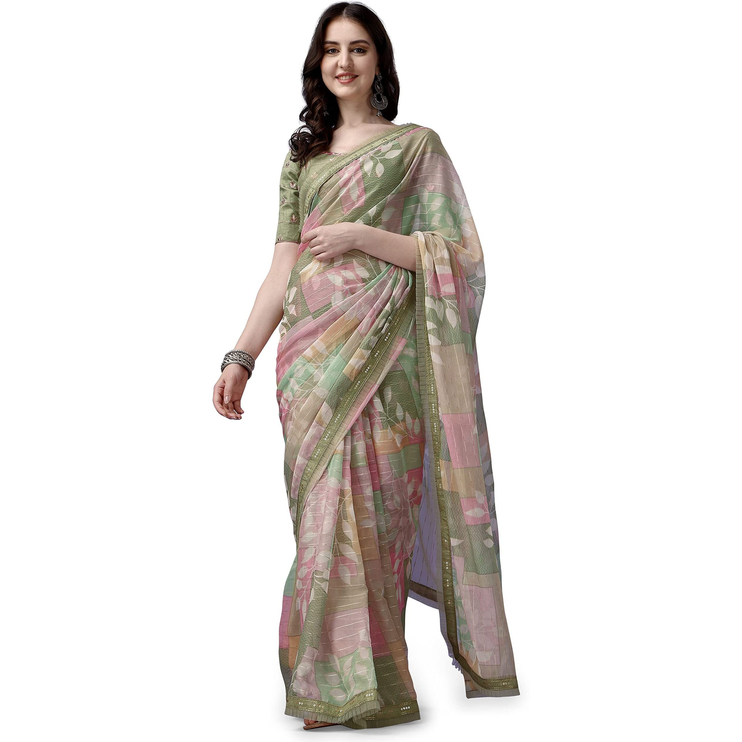 SUTRAM Printed Trendy Saree for Women With Blouse Piece_ST1764