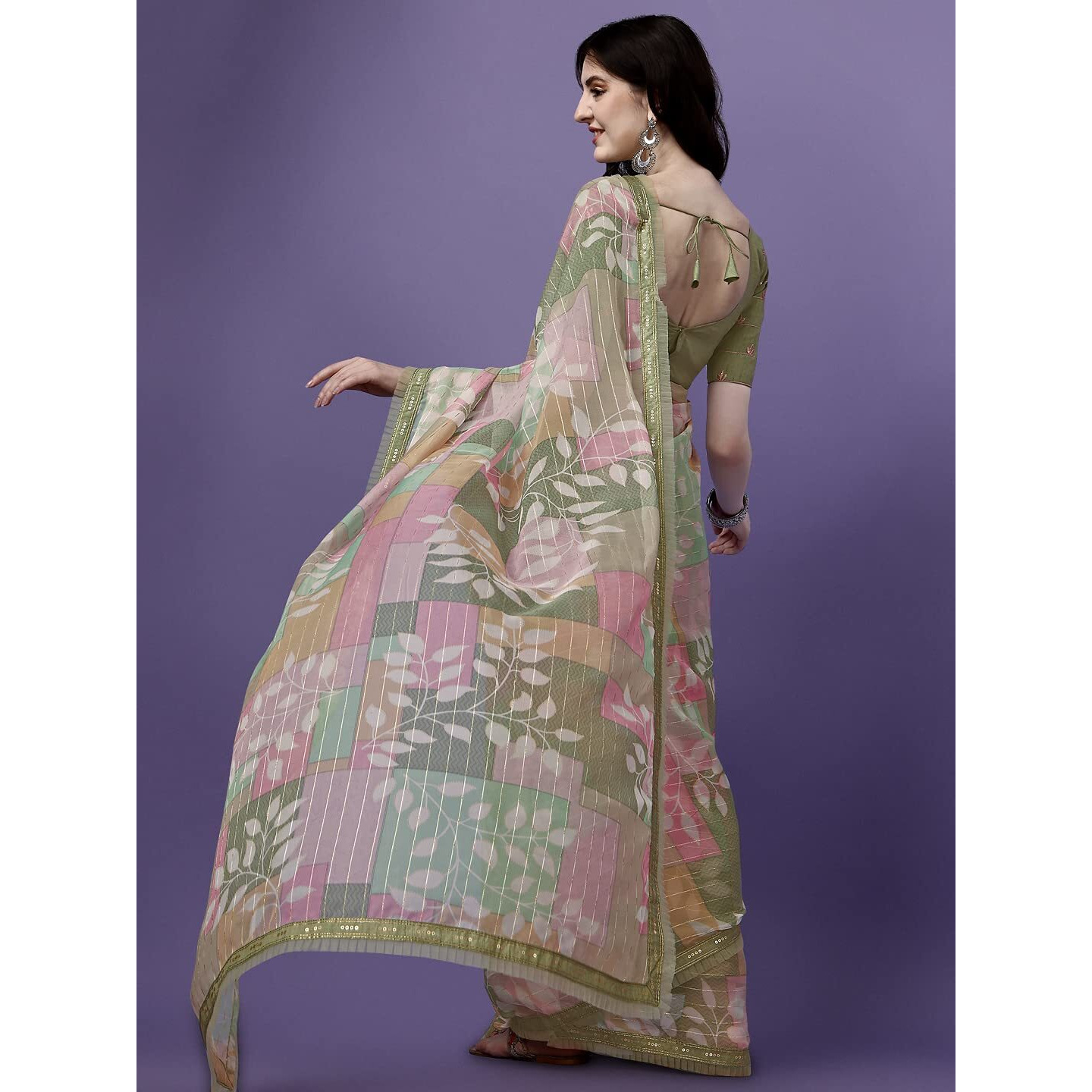 SUTRAM Printed Trendy Saree for Women With Blouse Piece_ST1764