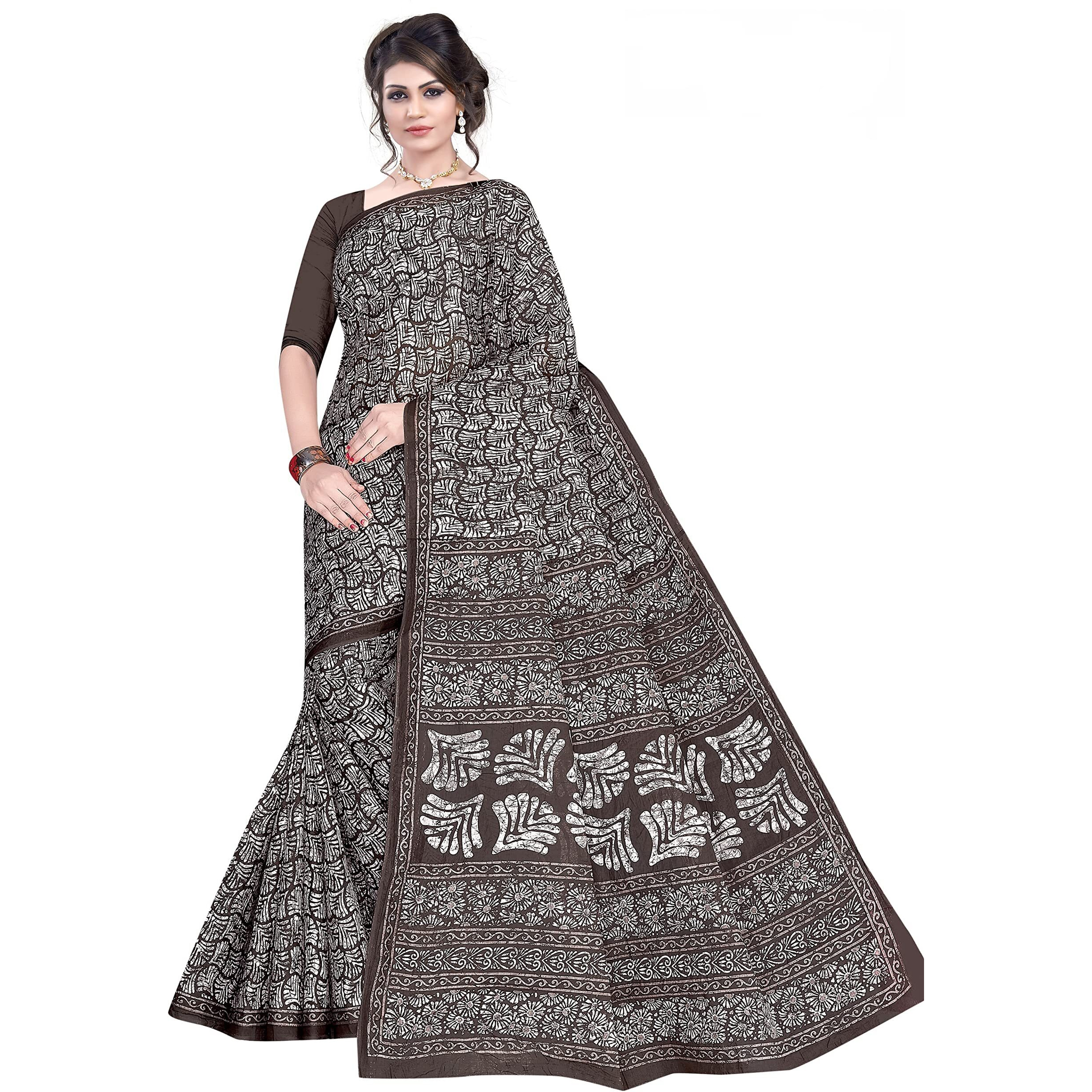 TAMAIRA FASHION Womens Plain Weave Pure Cotton Saree Without Blouse Piece (1654_Malmal_Grey)