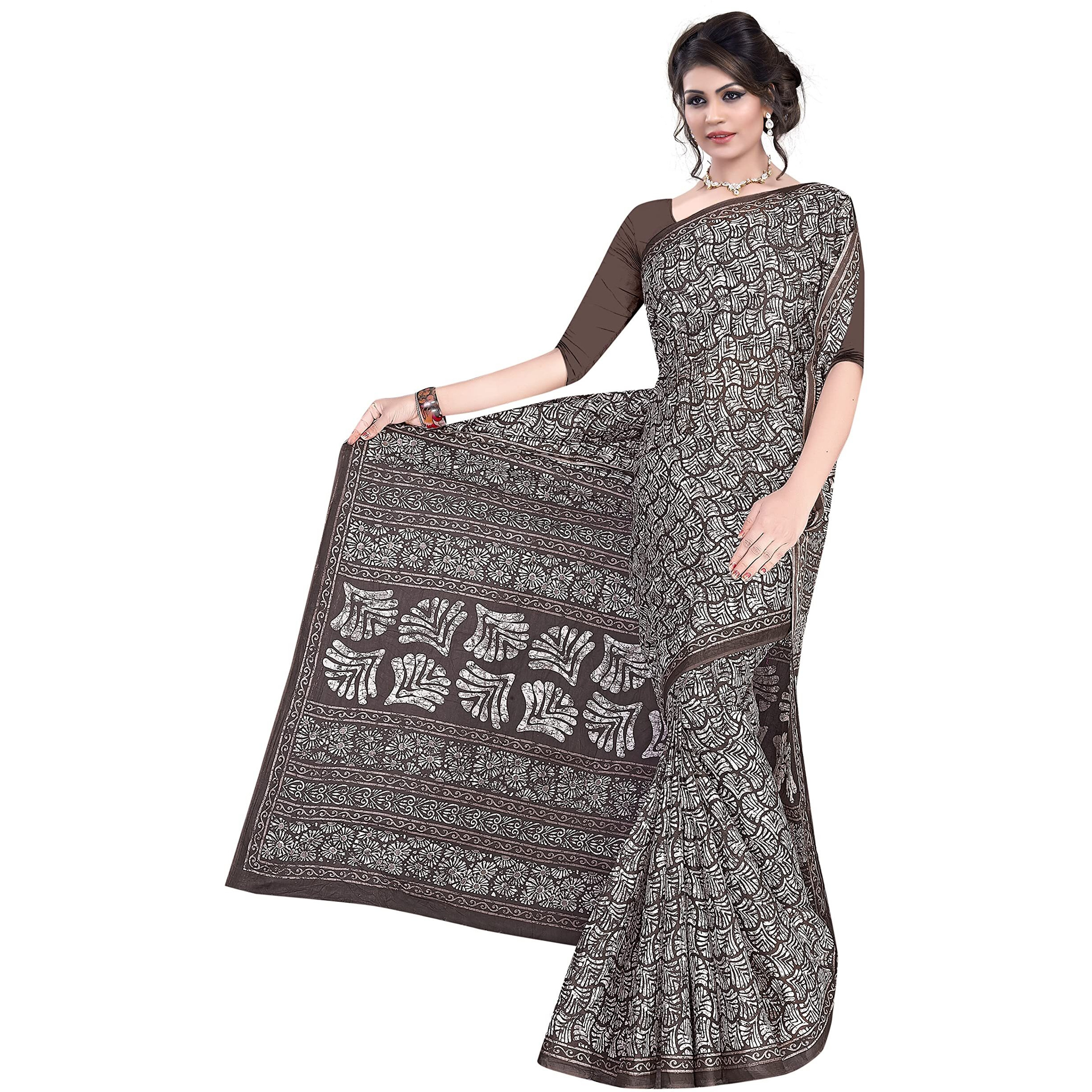 TAMAIRA FASHION Womens Plain Weave Pure Cotton Saree Without Blouse Piece (1654_Malmal_Grey)