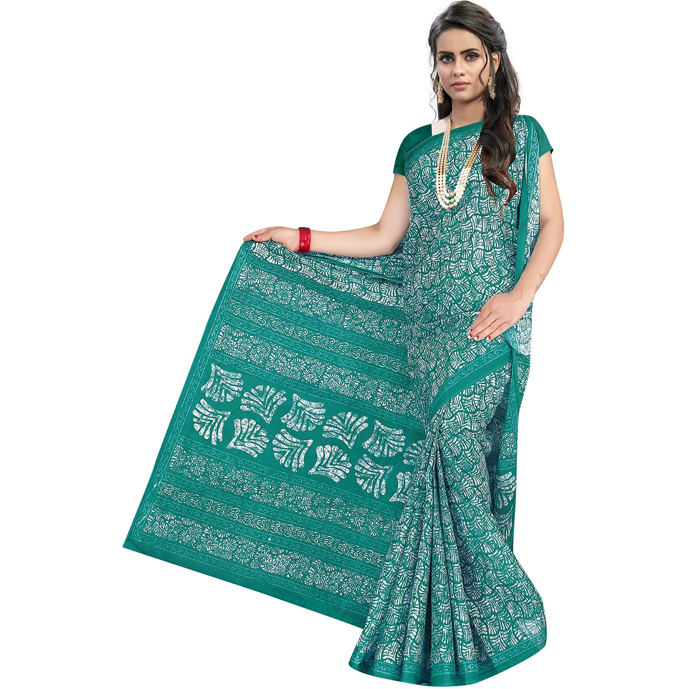 TAMAIRA FASHION Womens Plain Weave Pure Cotton Saree Without Blouse Piece(1654_Seagreen)
