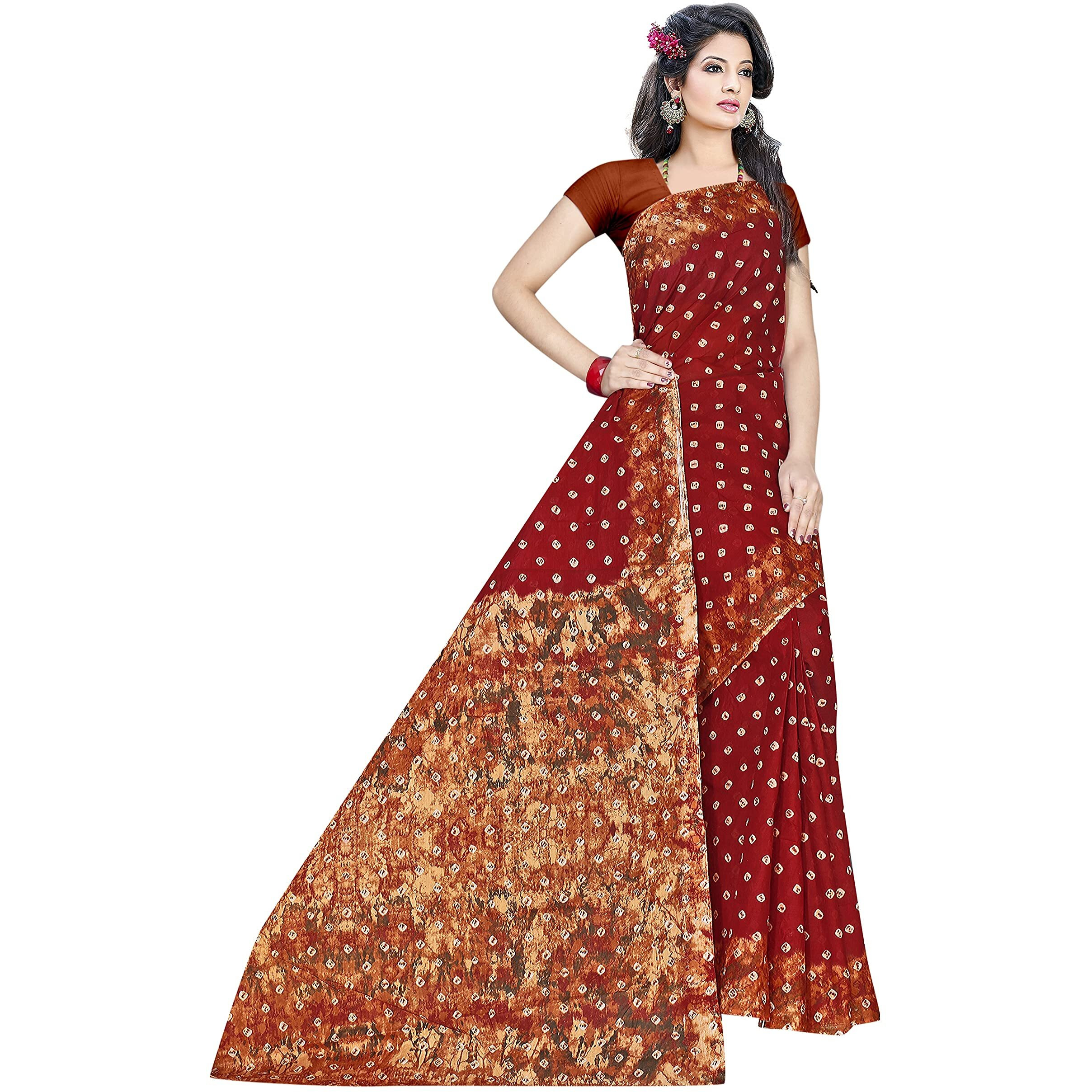 TAMAIRA FASHION Plain Weave Womens Pure Cotton Saree Without Blouse Piece (2355_Maroon)