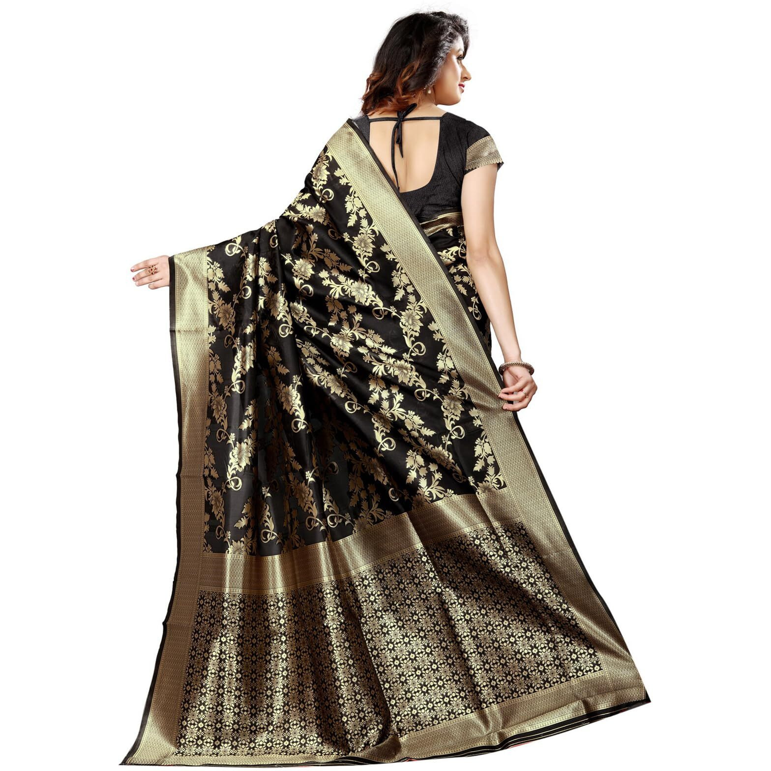 Sugathari Womens Banarasi Saree Pure Kanjivaram Silk Saree Soft new ladies 2023 Design Wear Pattu Sarees Latest Cotton Party Sari collections With Blouse Piece for Wedding sadi (SAM PARI-37 BLACK)